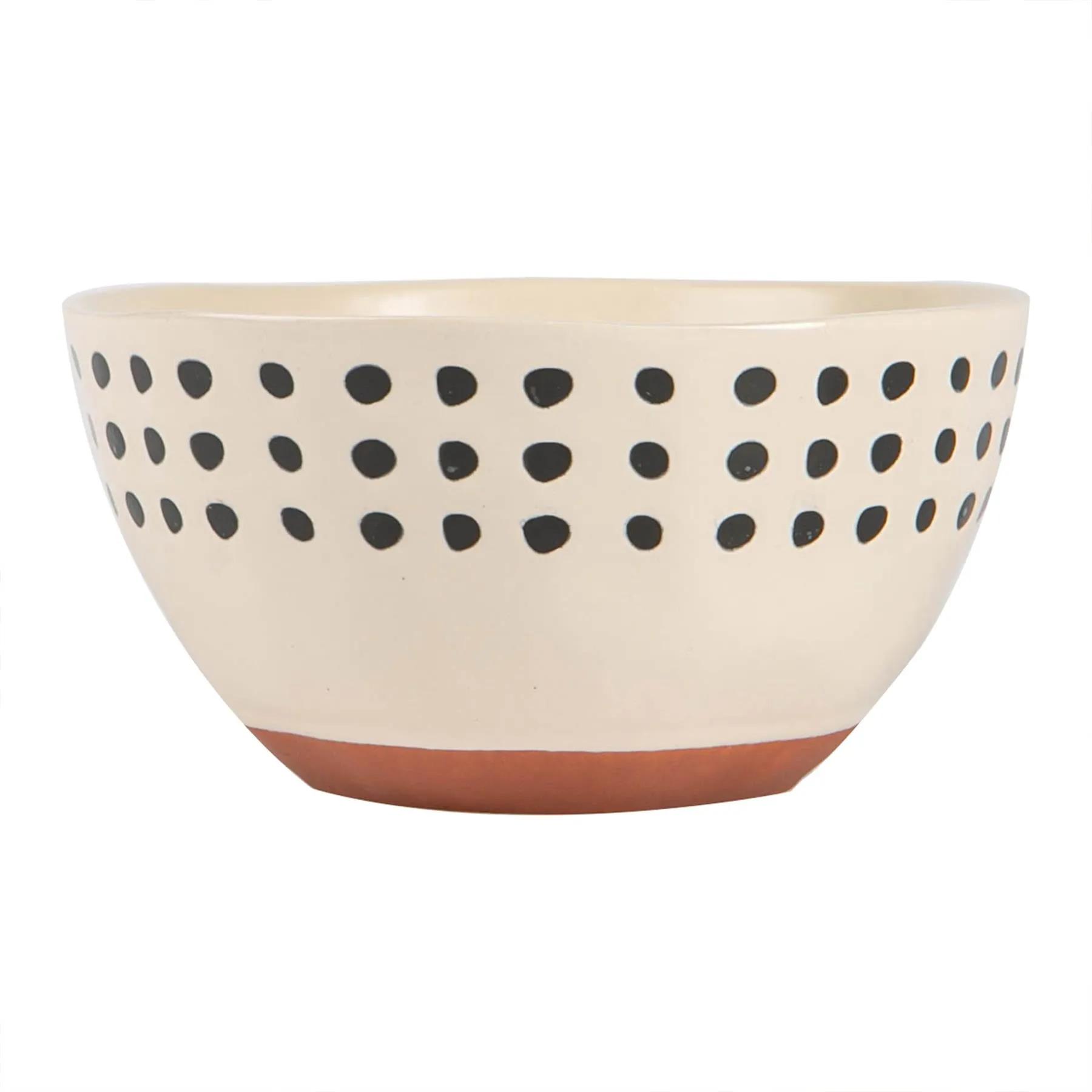 15cm Spotted Rim Portuguese Stoneware Cereal Bowls - Pack of Four - By Nicola Spring