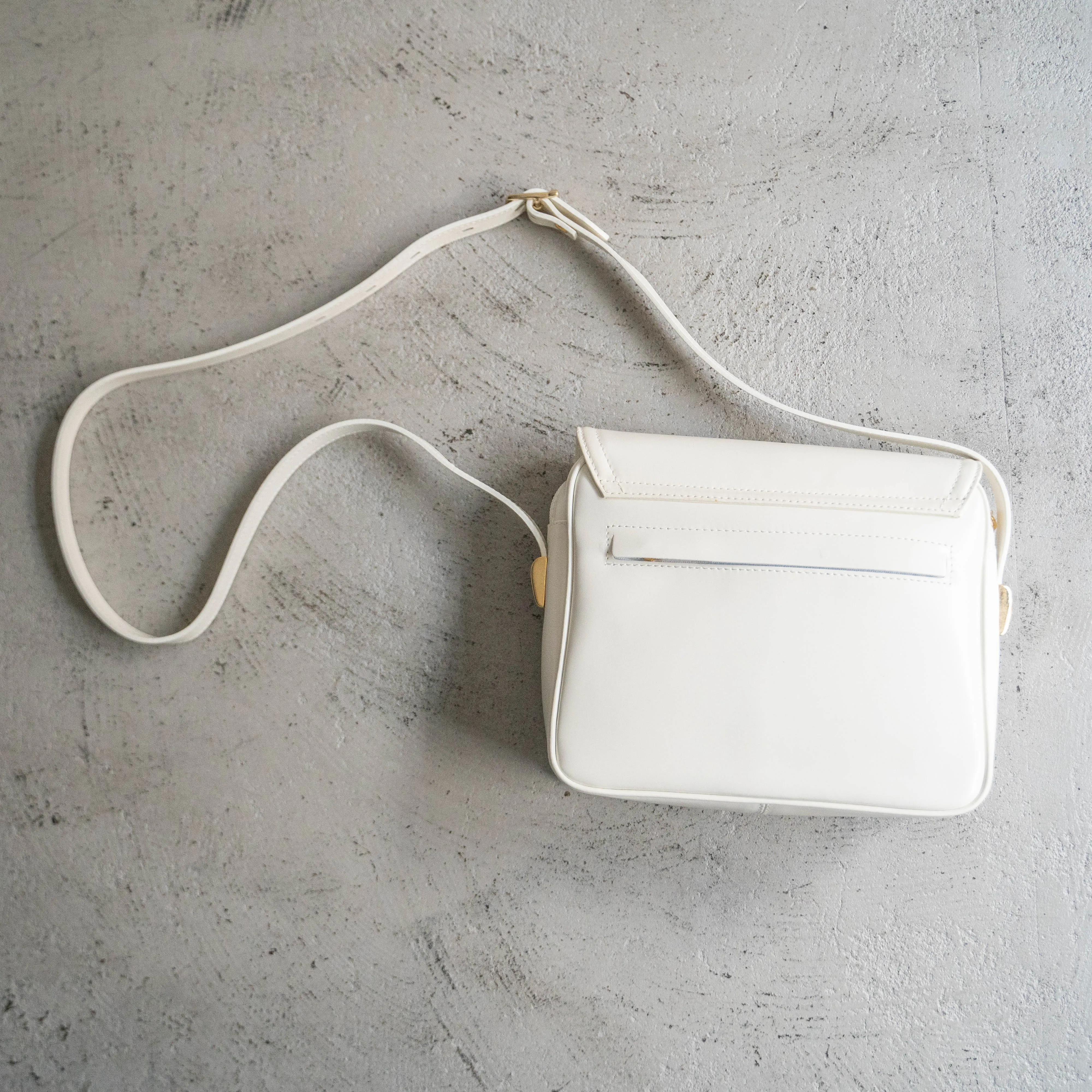 2000s Italian military white color leather shoulder bag 'dead stock'