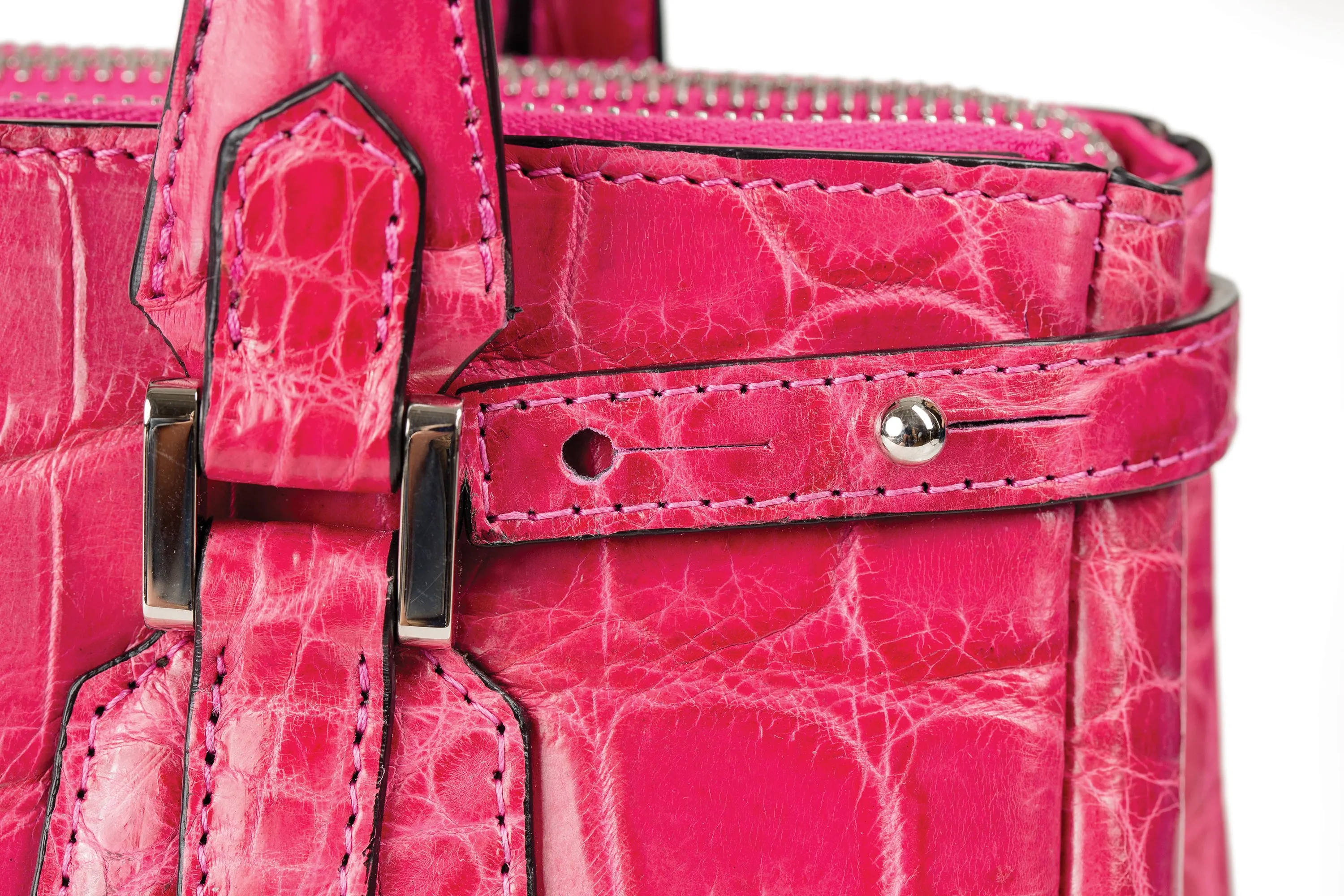 30-657-PNK THE JULIETTE Gracen Nile Crocodile Handbag, Pink