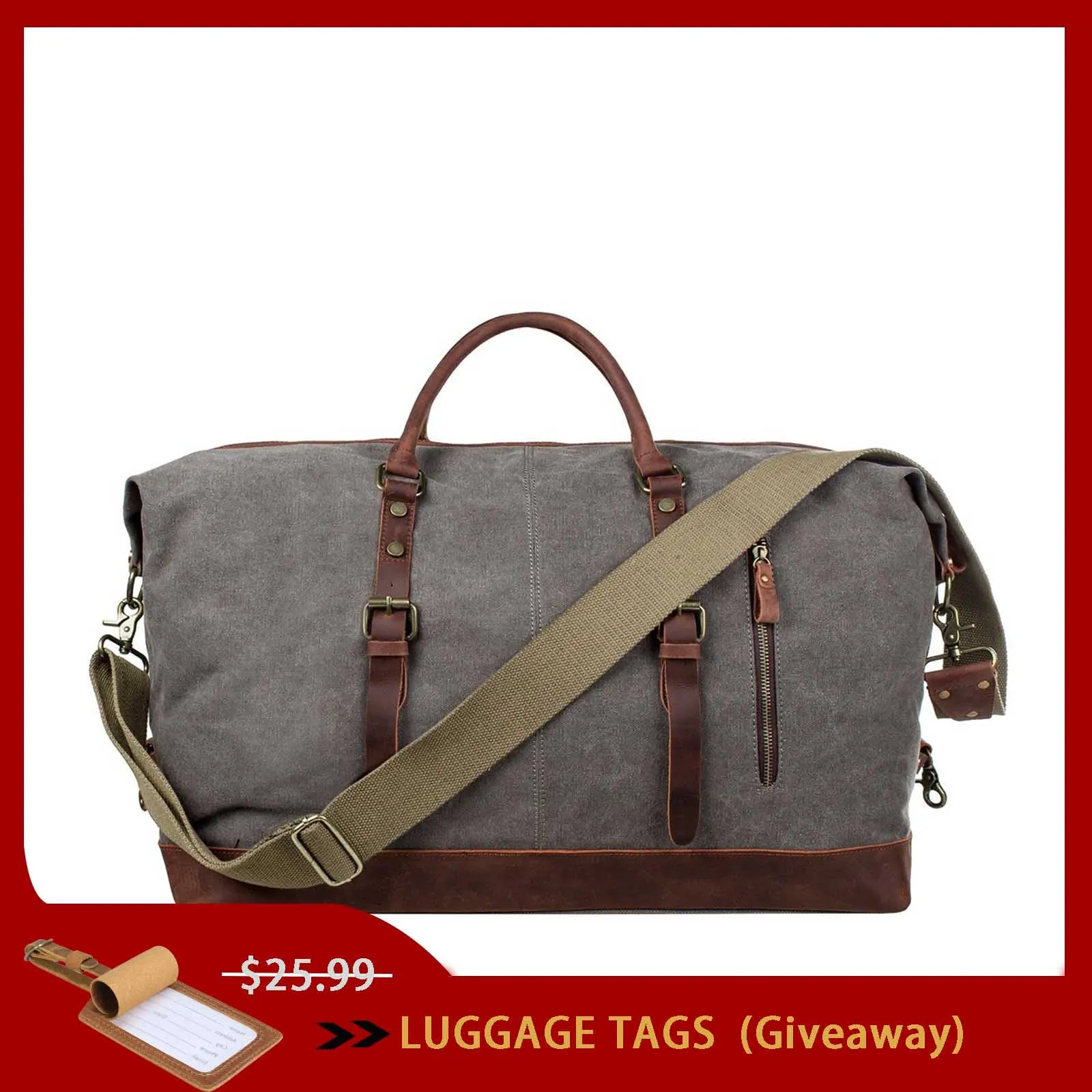 60L Canvas Weekender Duffle Bag