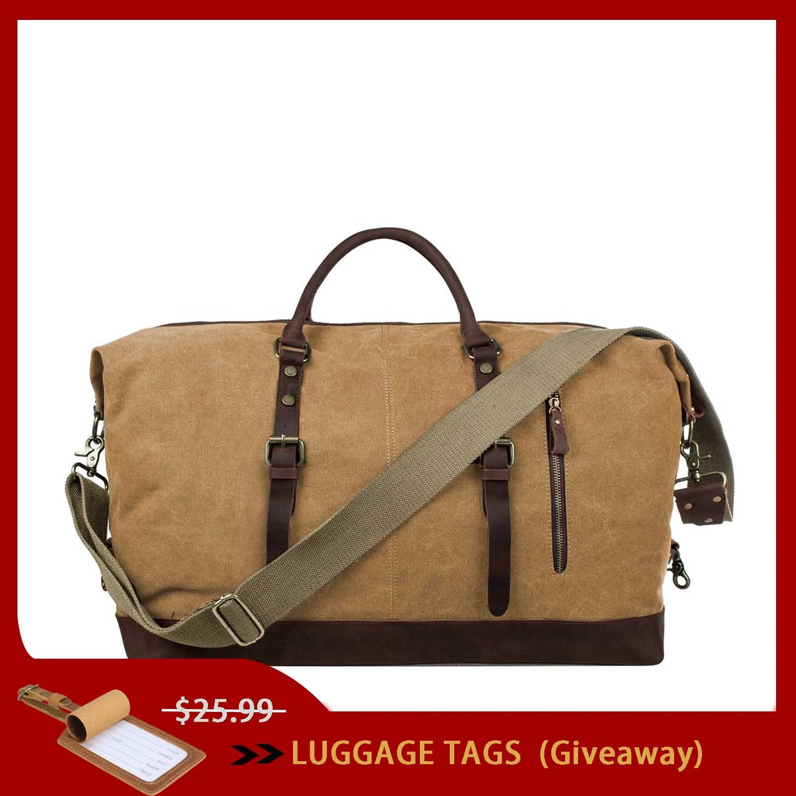 60L Canvas Weekender Duffle Bag