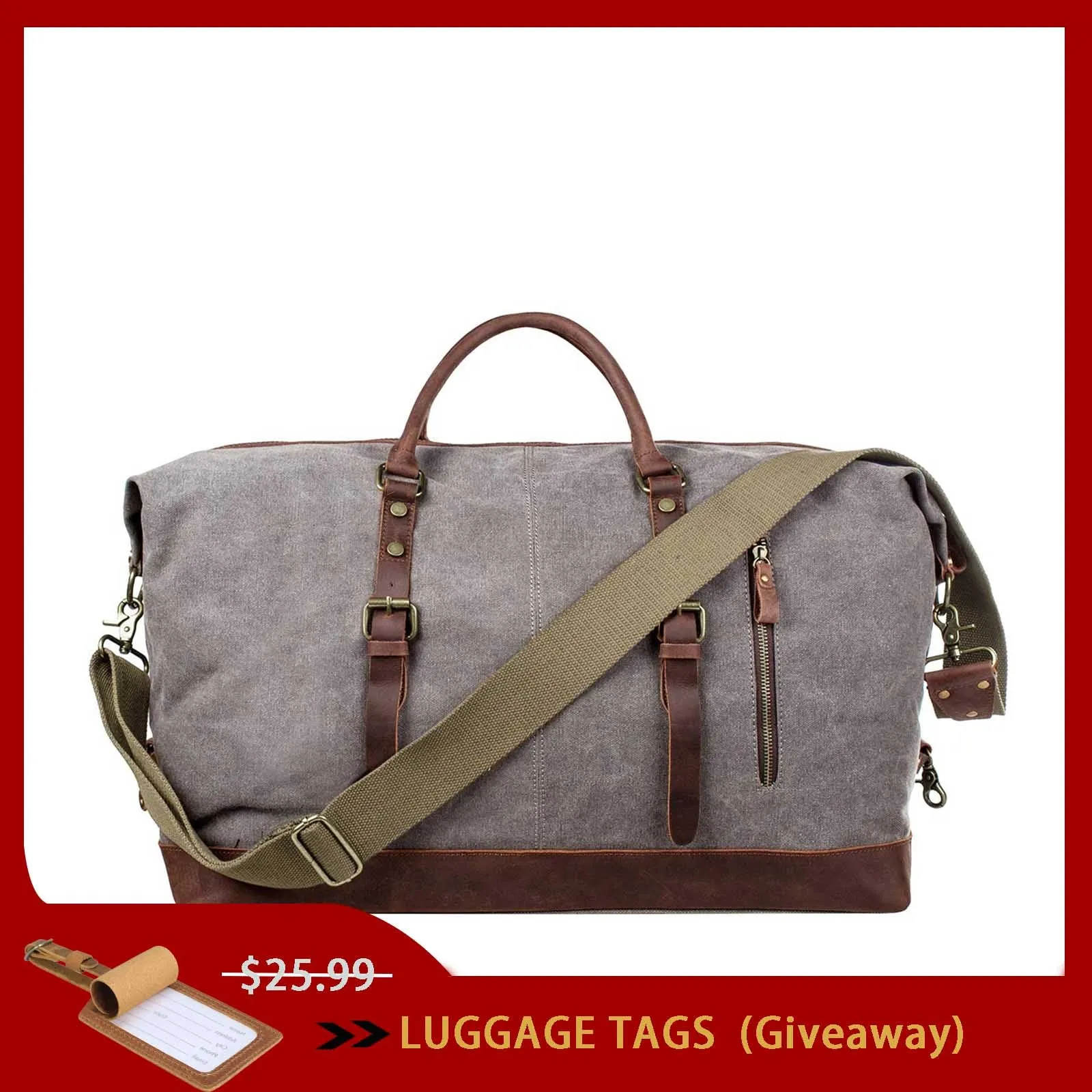 60L Canvas Weekender Duffle Bag