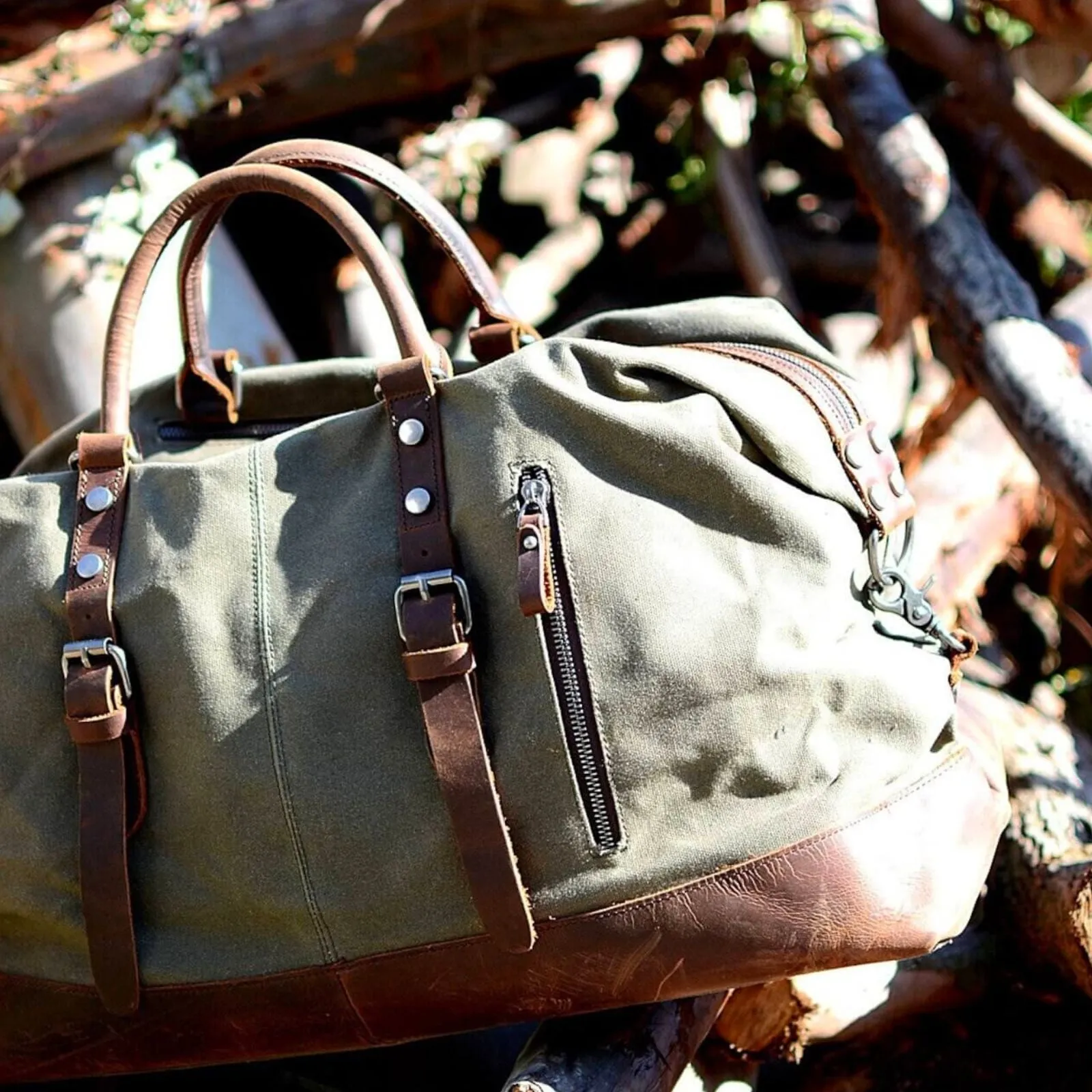 60L Canvas Weekender Duffle Bag