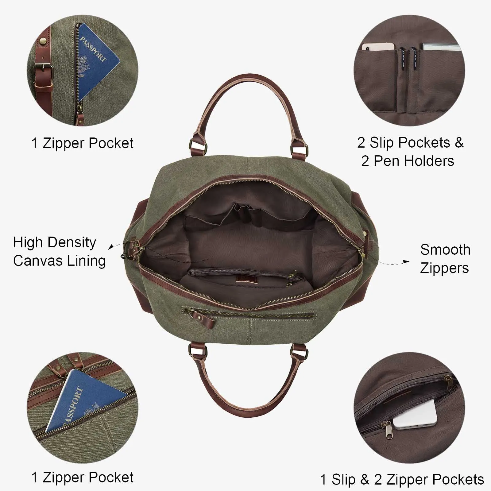 60L Canvas Weekender Duffle Bag