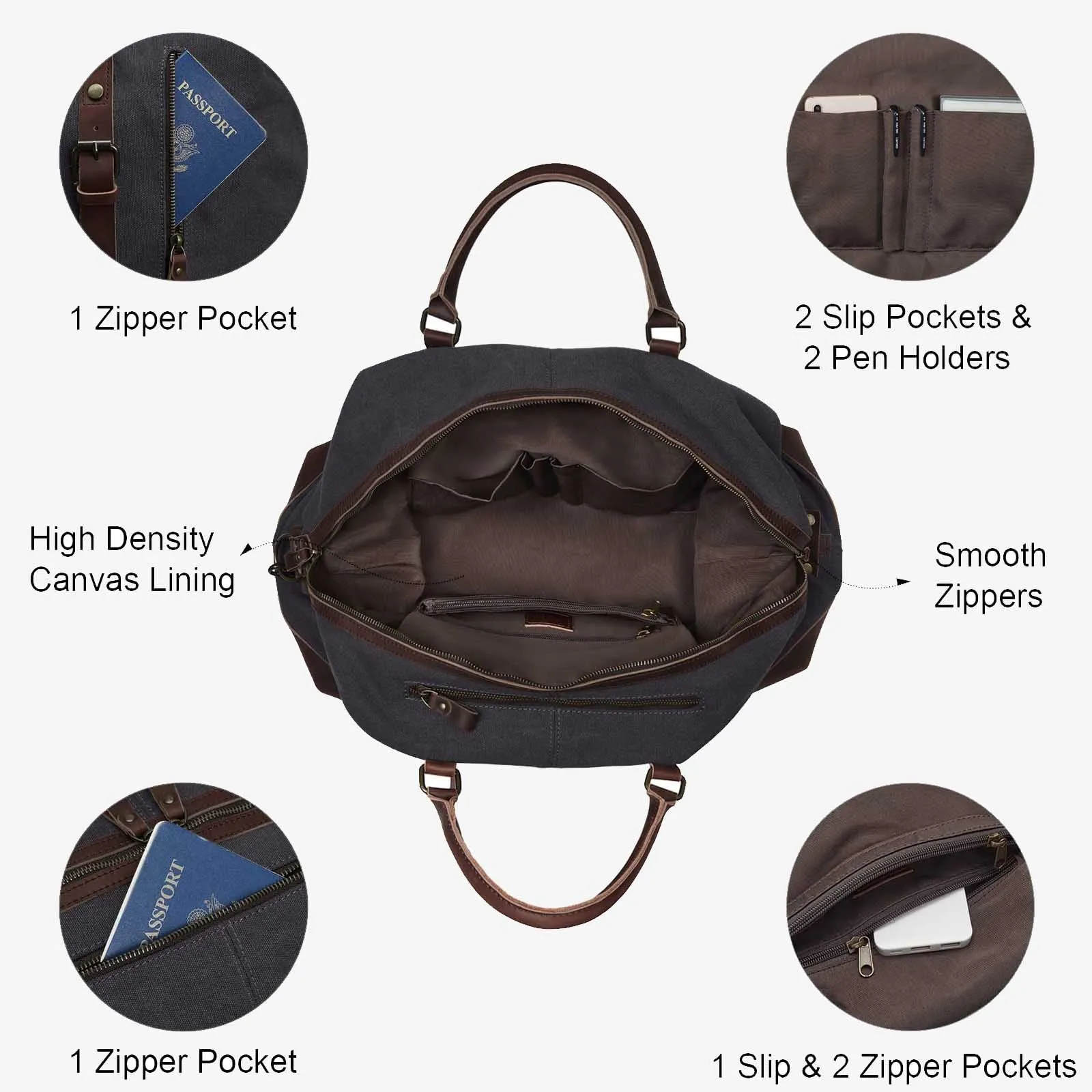 60L Canvas Weekender Duffle Bag