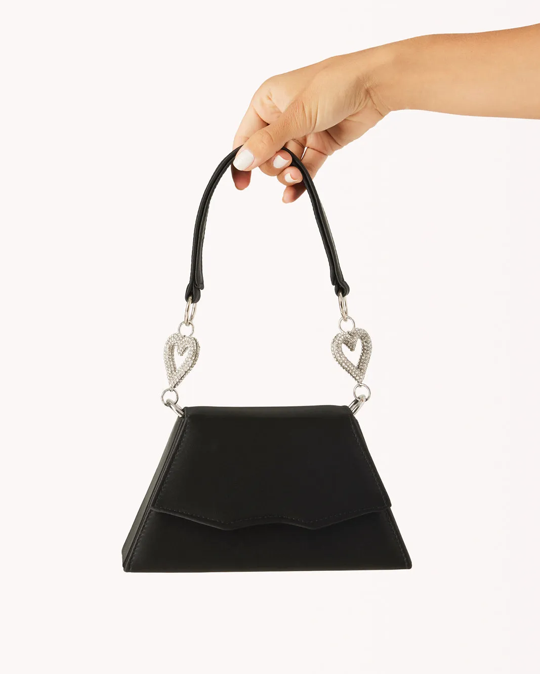 ADDISON HANDLE BAG - BLACK SATIN