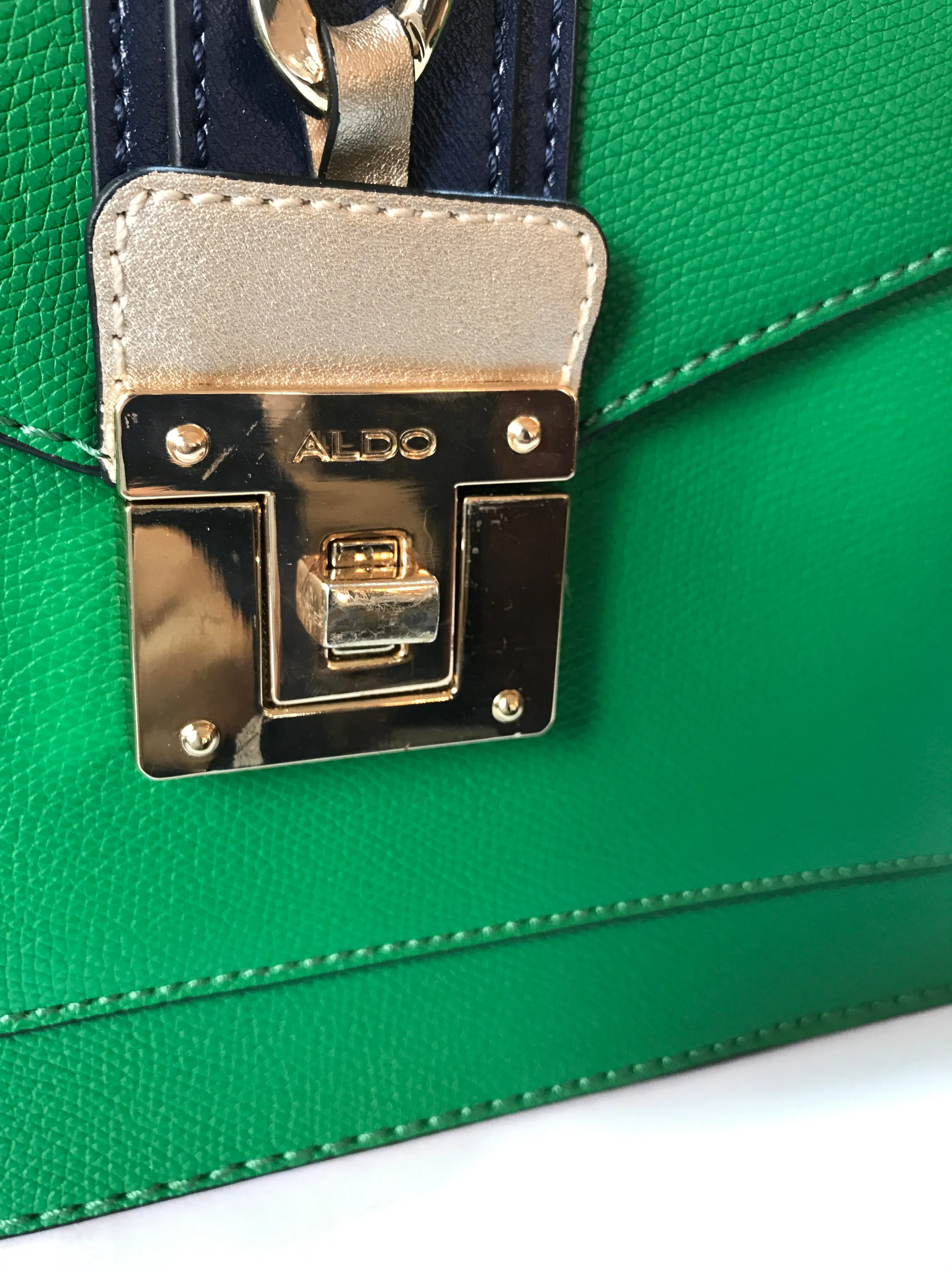 ALDO 'GLENDA' Green & Navy Satchel | Gently Used |