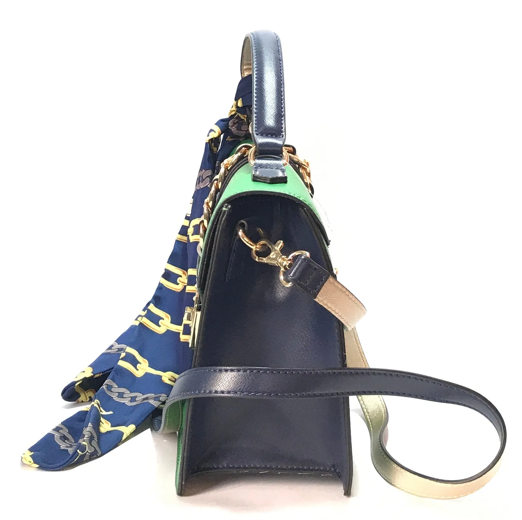 ALDO 'GLENDA' Green & Navy Satchel | Gently Used |