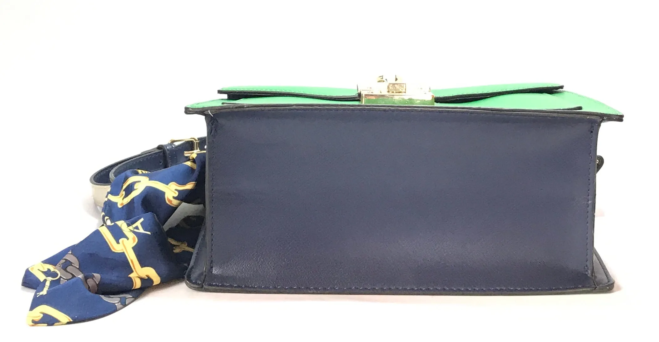 ALDO 'GLENDA' Green & Navy Satchel | Gently Used |