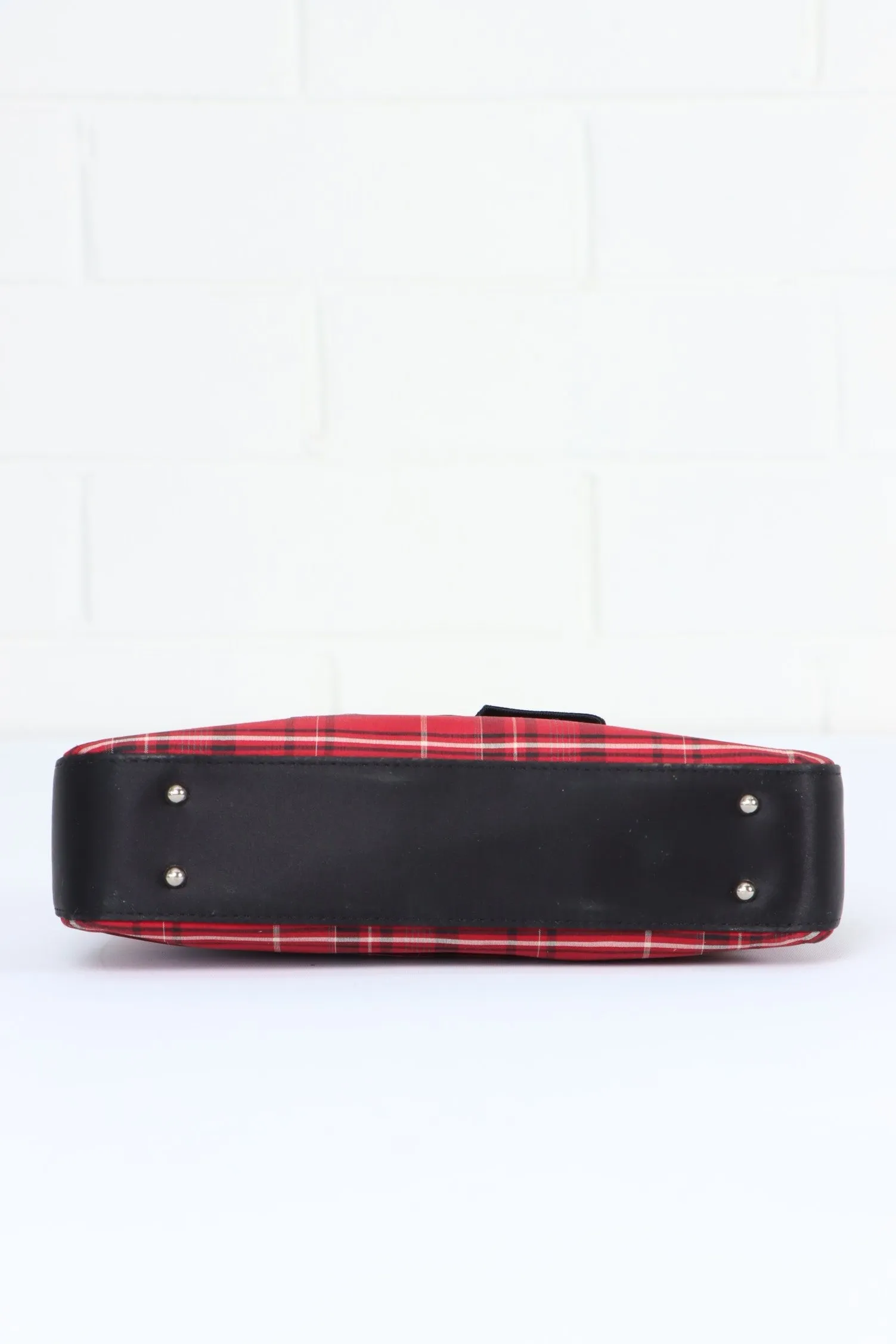 ANN TAYLOR Velvet Bow Red Plaid Tartan Mini Handbag