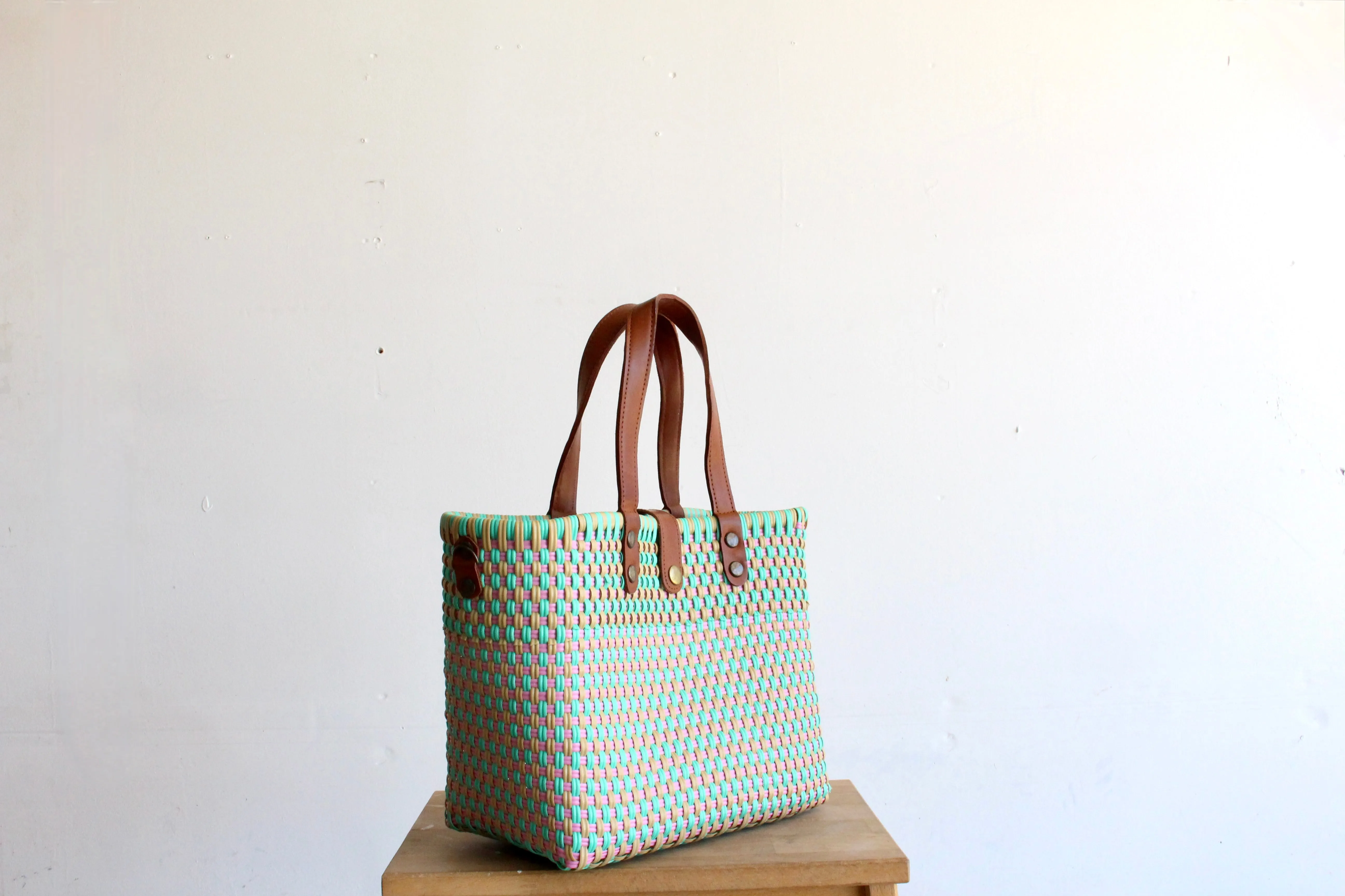 Beige, Pink & Teal Purse bag by MexiMexi