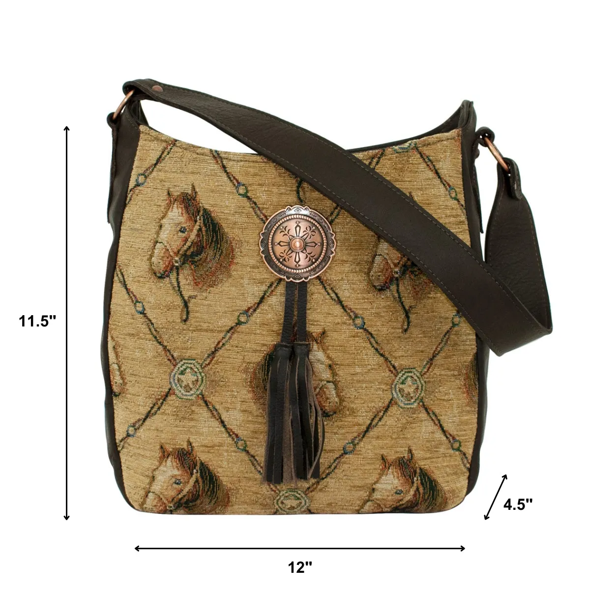 Bits and Bridle Soft Zip-Top Shoulder Hobo