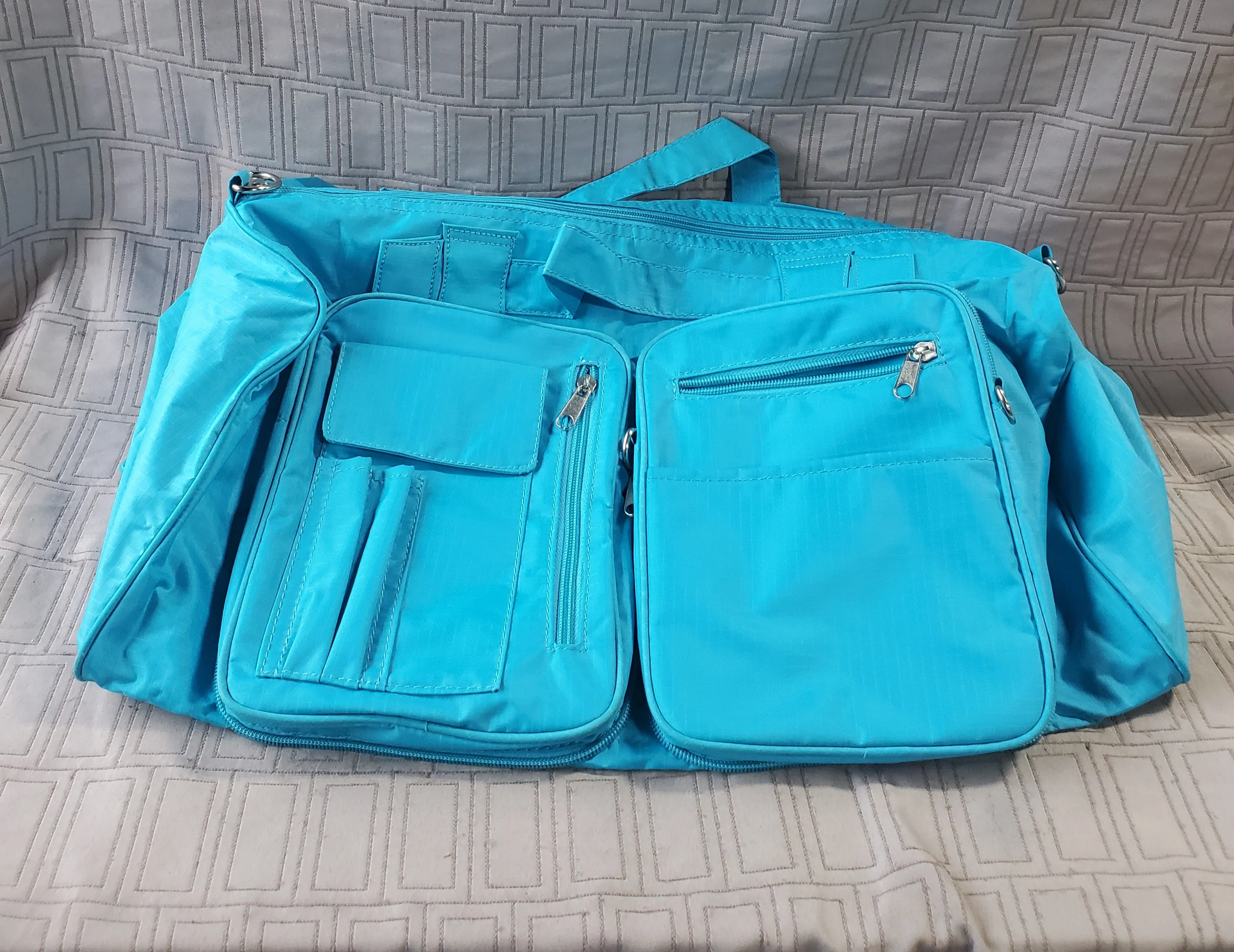 Blue Collapsible Weekender Duffle Bag