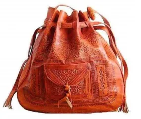 Bohemian Morocco Leather Bag - Orange