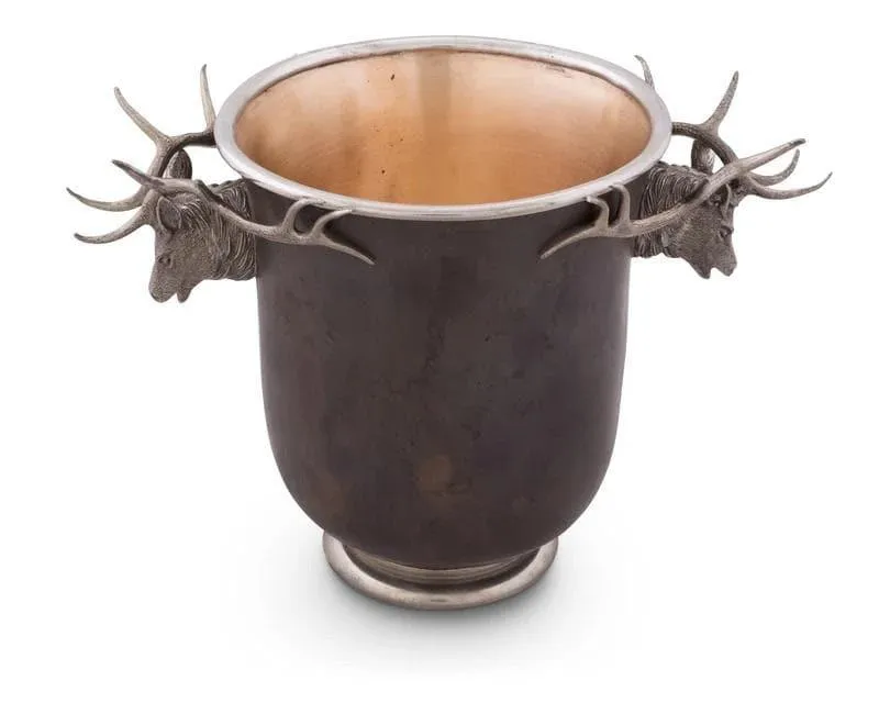 Bronze Ice Bucket with Pewter Elk Handles