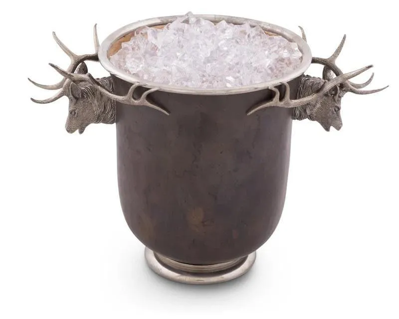 Bronze Ice Bucket with Pewter Elk Handles