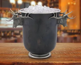 Bronze Ice Bucket with Pewter Elk Handles