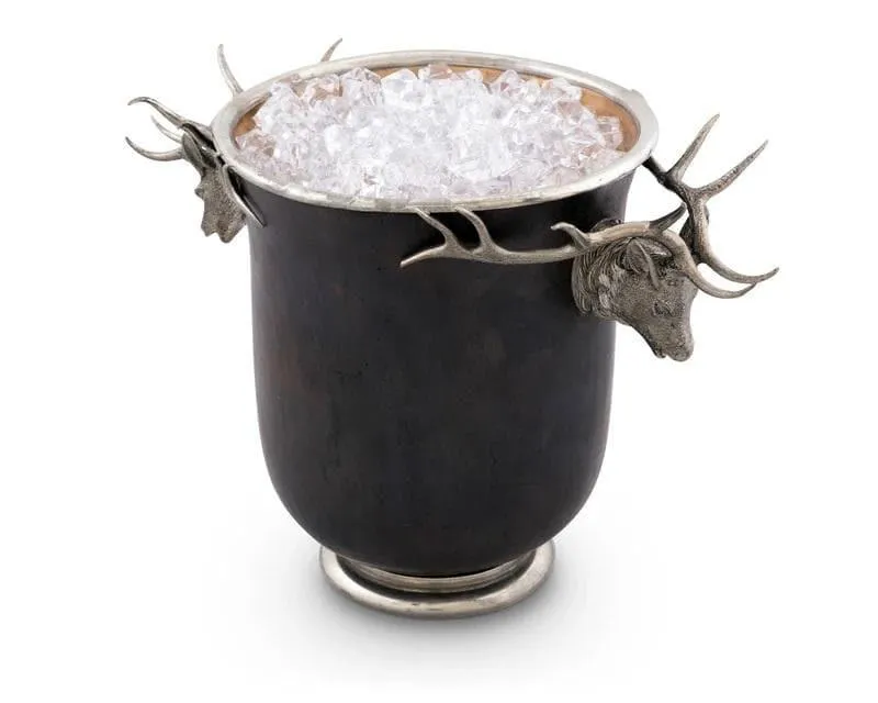 Bronze Ice Bucket with Pewter Elk Handles