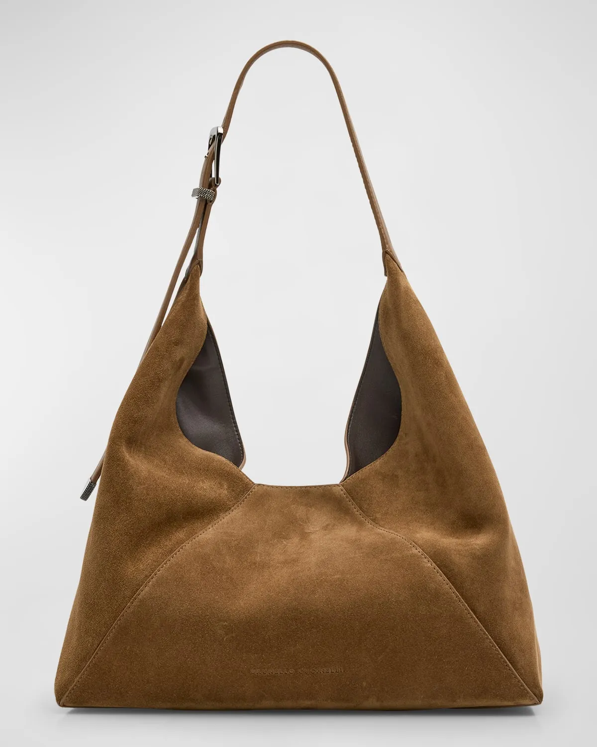 Buckle Suede Hobo Bag