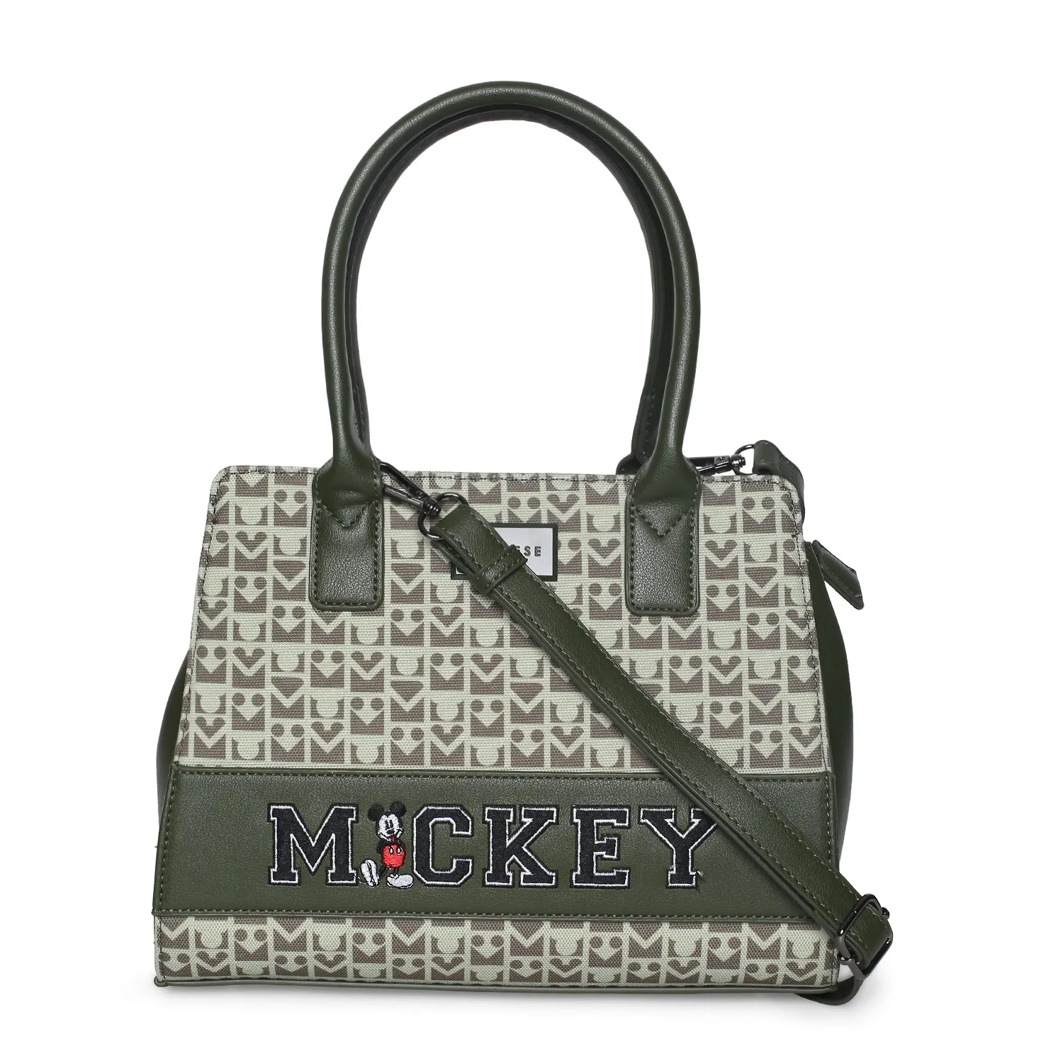 Caprese Disney Inspired Graphic Printed Mickey Mouse Collection Sling Medium Handbag Olive Green