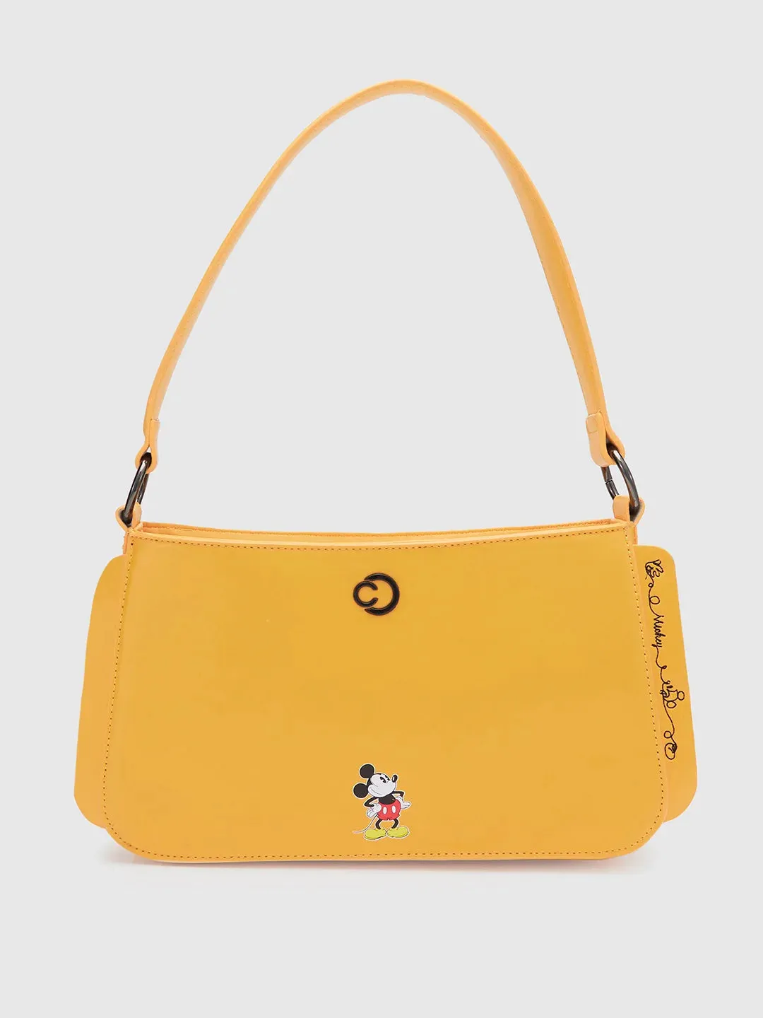 Caprese Disney Inspired Printed Mickey Mouse Collection Satchel Small Handbag Yellow