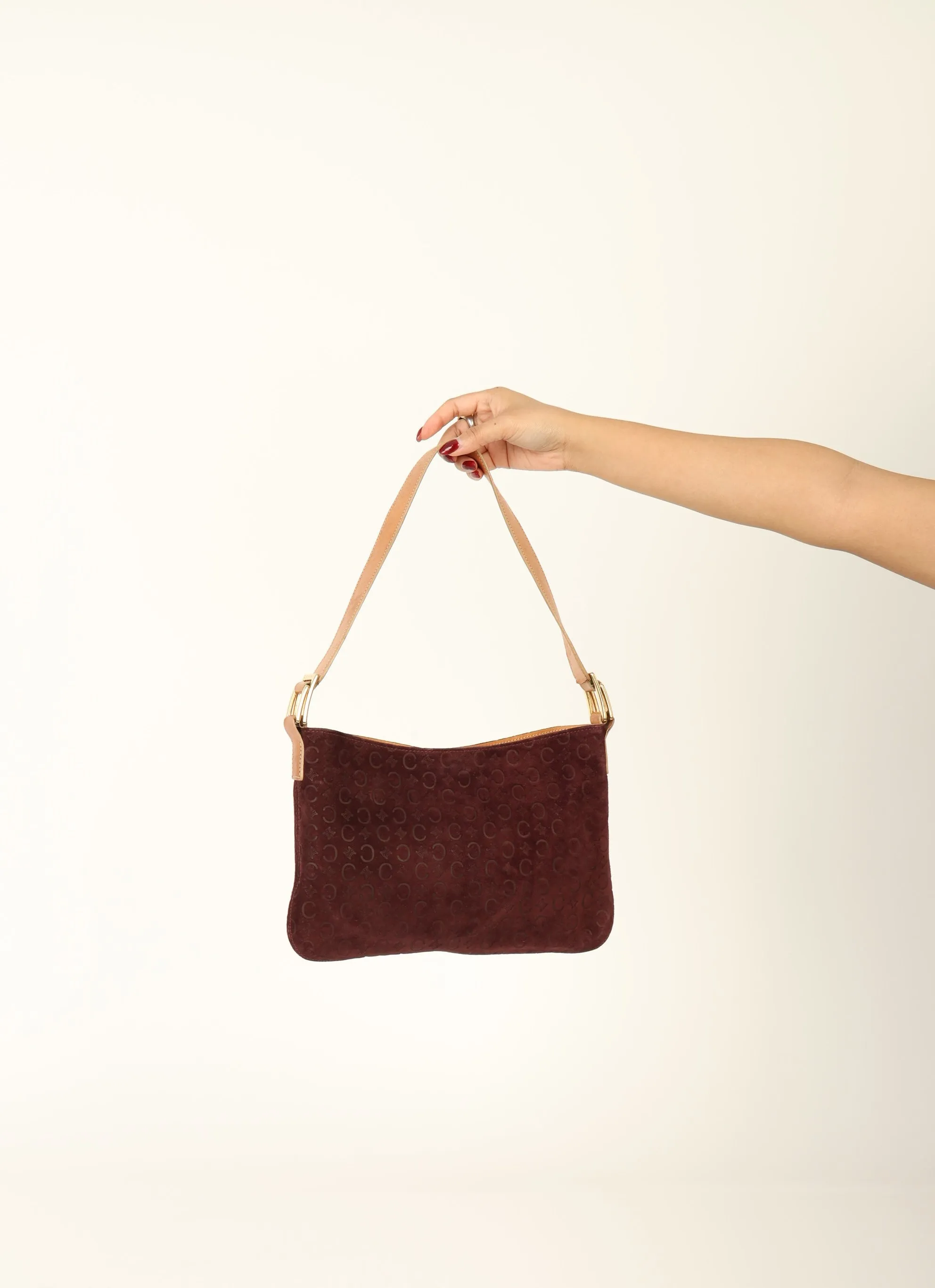 Celine Suede Triomphe Shoulder Bag