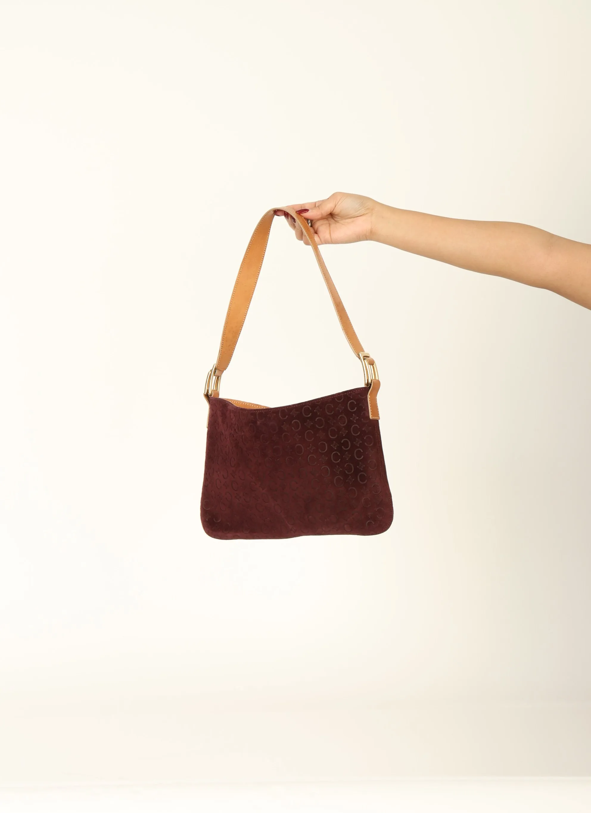 Celine Suede Triomphe Shoulder Bag