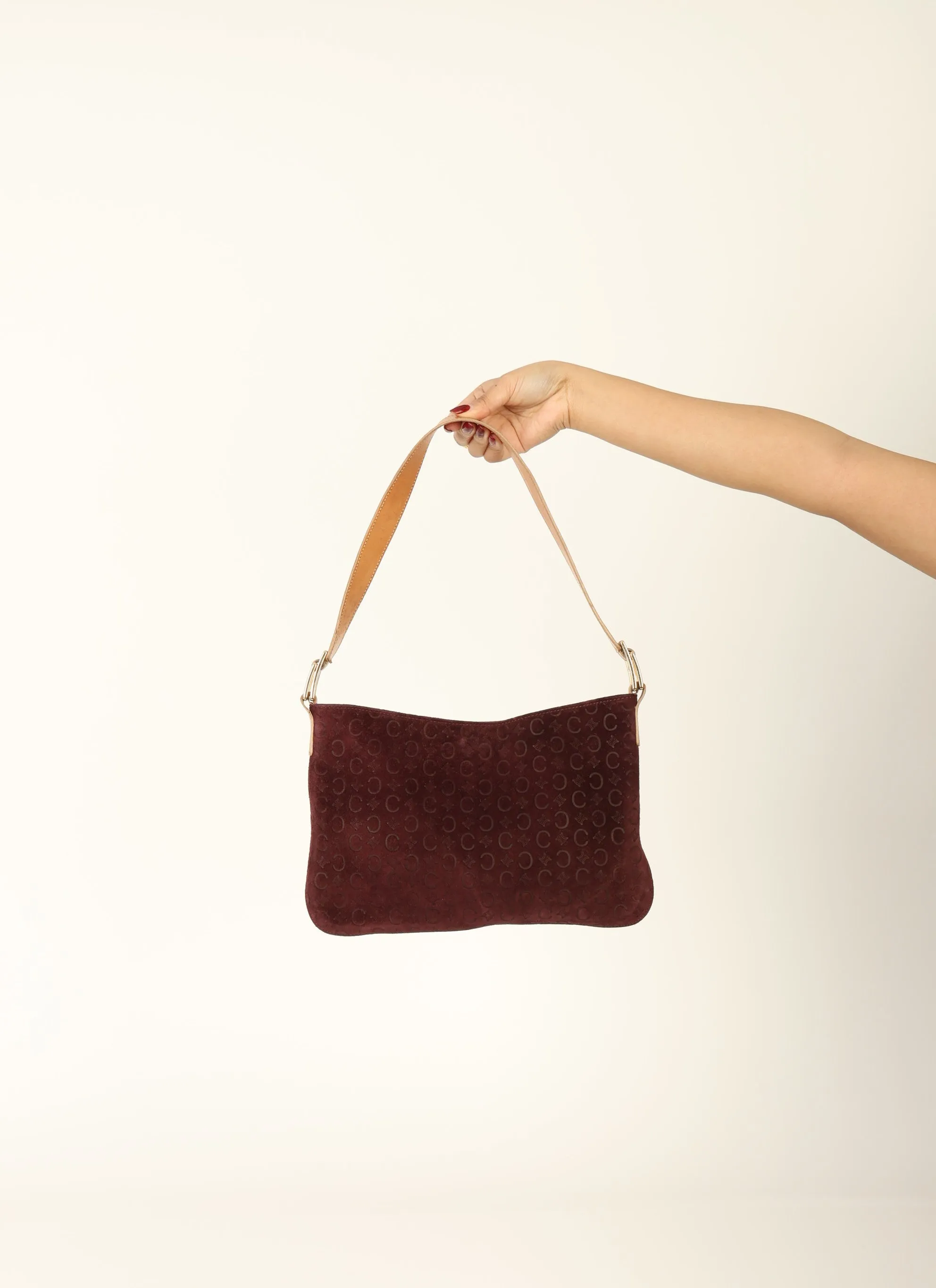 Celine Suede Triomphe Shoulder Bag