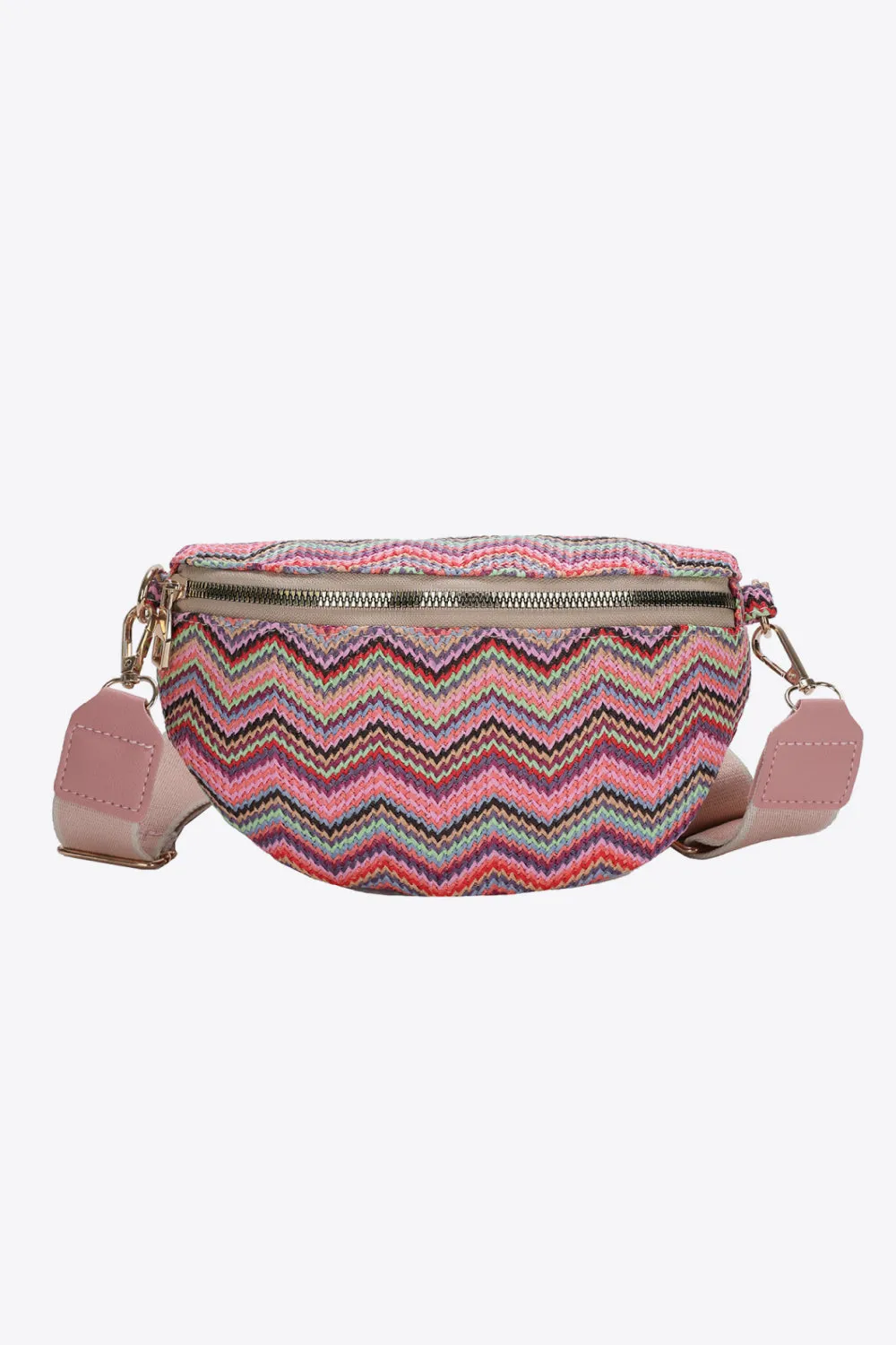 Chevron Straw Sling Bag