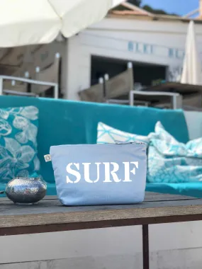 Clutch Bag: Sky Blue with White Matte SURF