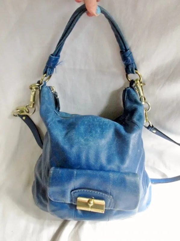 COACH 14783 KRISTEN Leather Hobo Handbag Satchel Tote Shoulder Bag BLUE COBALT