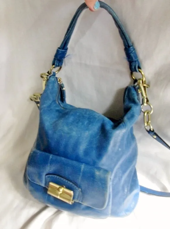 COACH 14783 KRISTEN Leather Hobo Handbag Satchel Tote Shoulder Bag BLUE COBALT