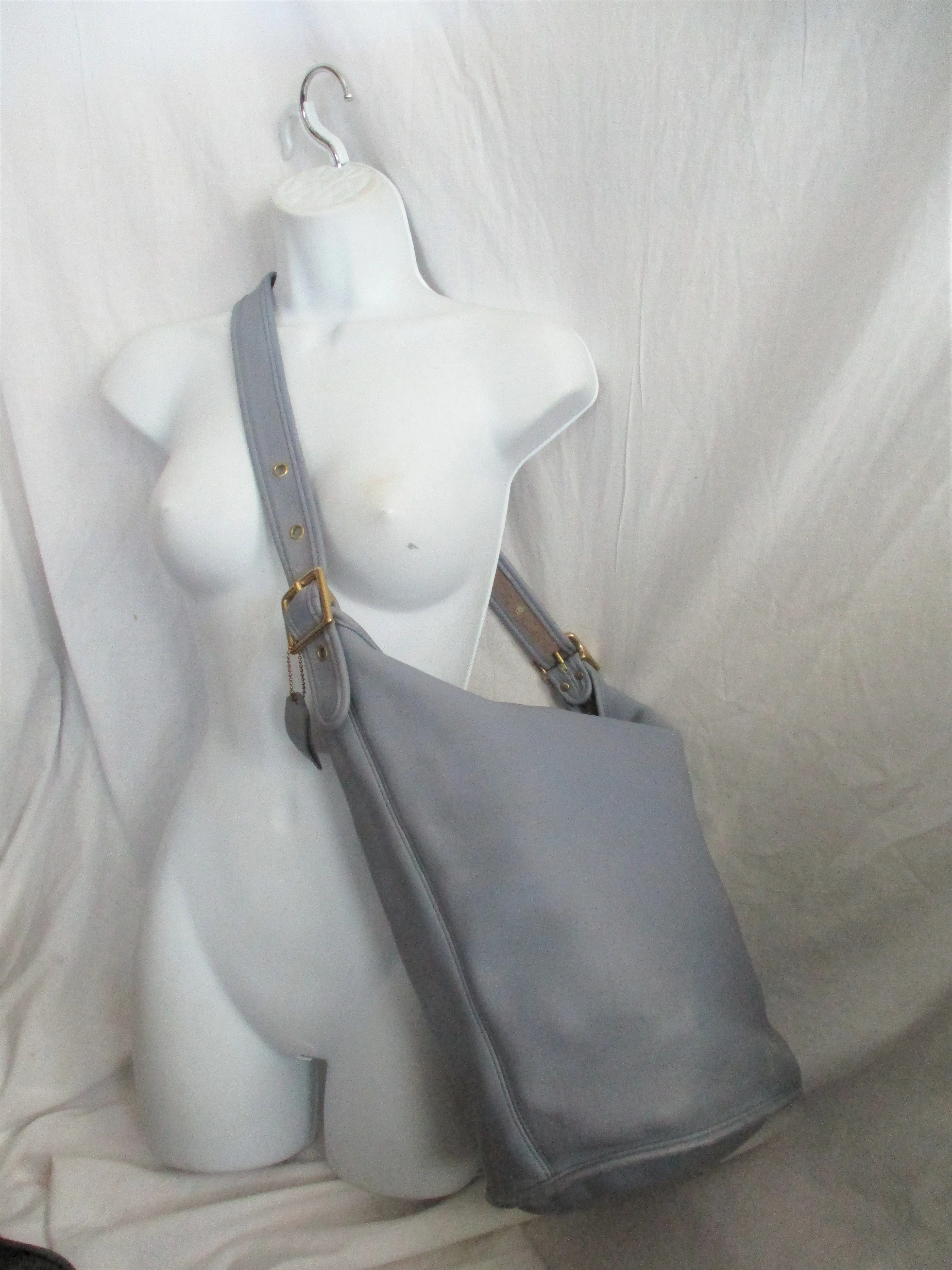 COACH 9085 Soft Leather Hobo Bucket Duffle Shoulder Bag Tote Shopper Purse BLUE