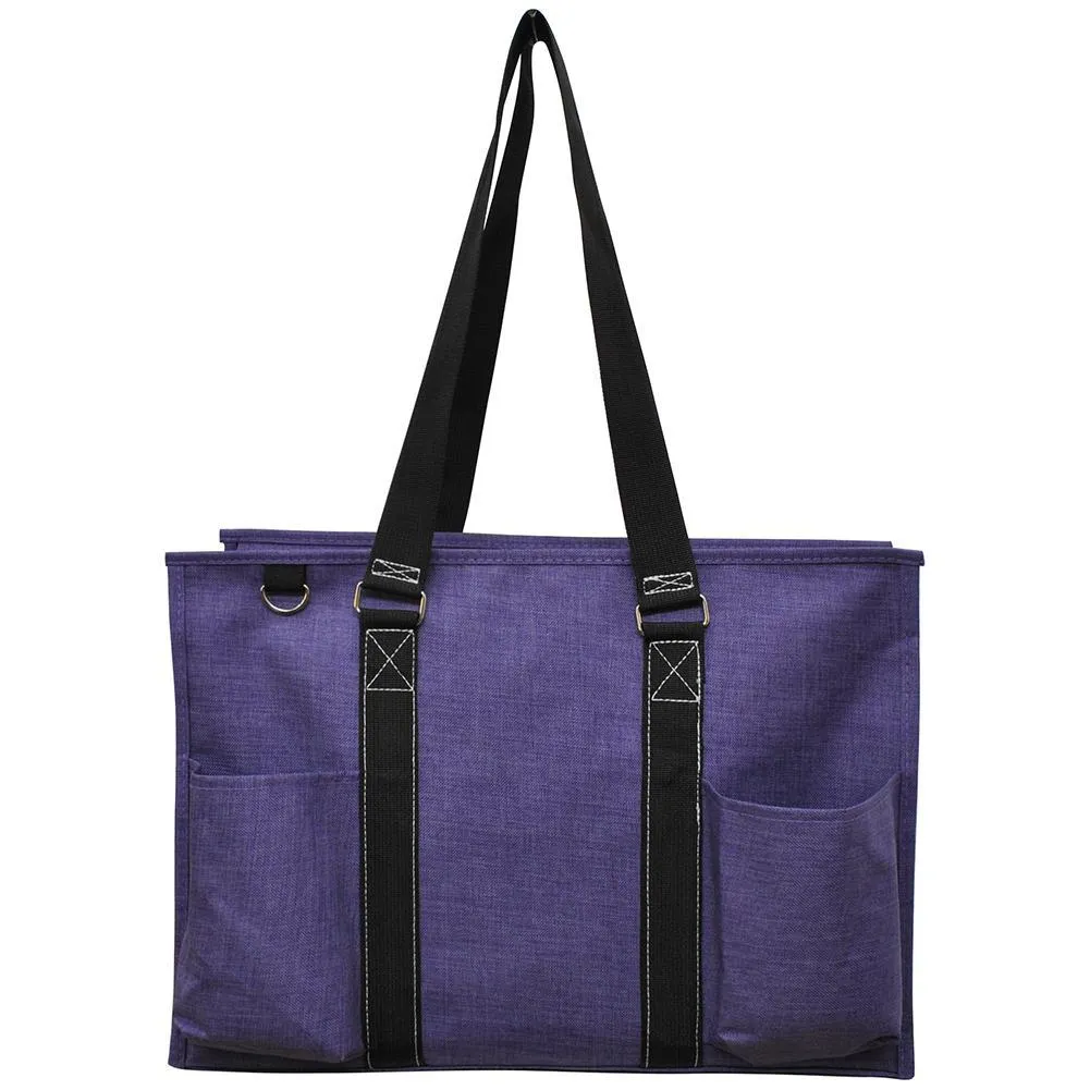 Crosshatch Purple NGIL Zippered Caddy Large Organizer Tote Bag