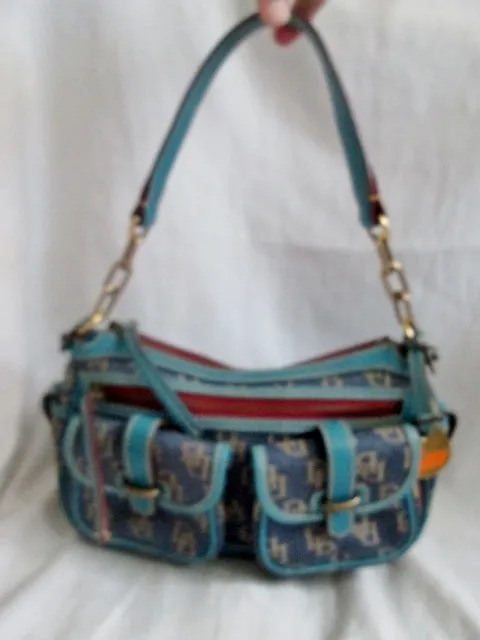 DOONEY & BOURKE MEDIUM SADDLE Denim Satchel Hobo Shoulder Bag BLUE Boho