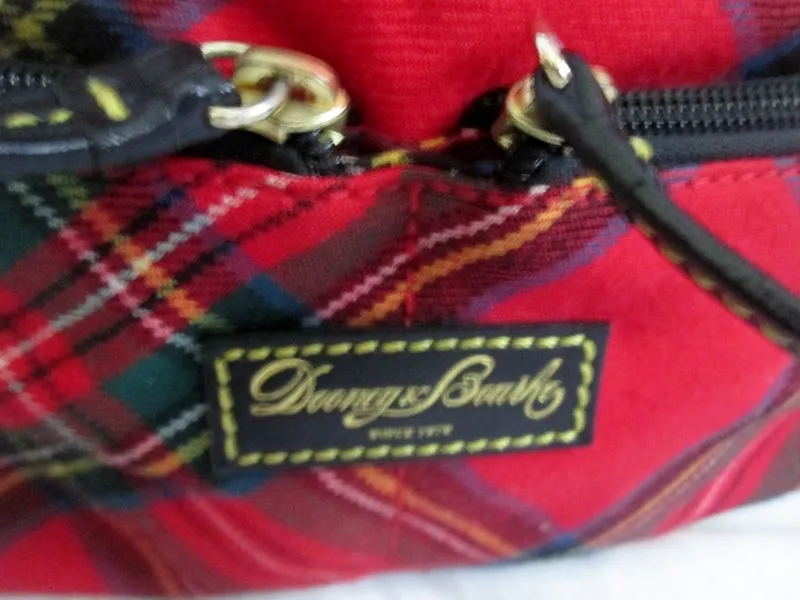 DOONEY & BOURKE Plaid Leather Tartan Satchel Hobo Shoulder Bag RED Hipster