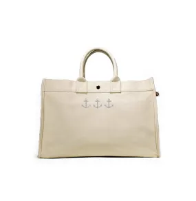 East West Bag: Natural with Silver 3 Mini Anchors