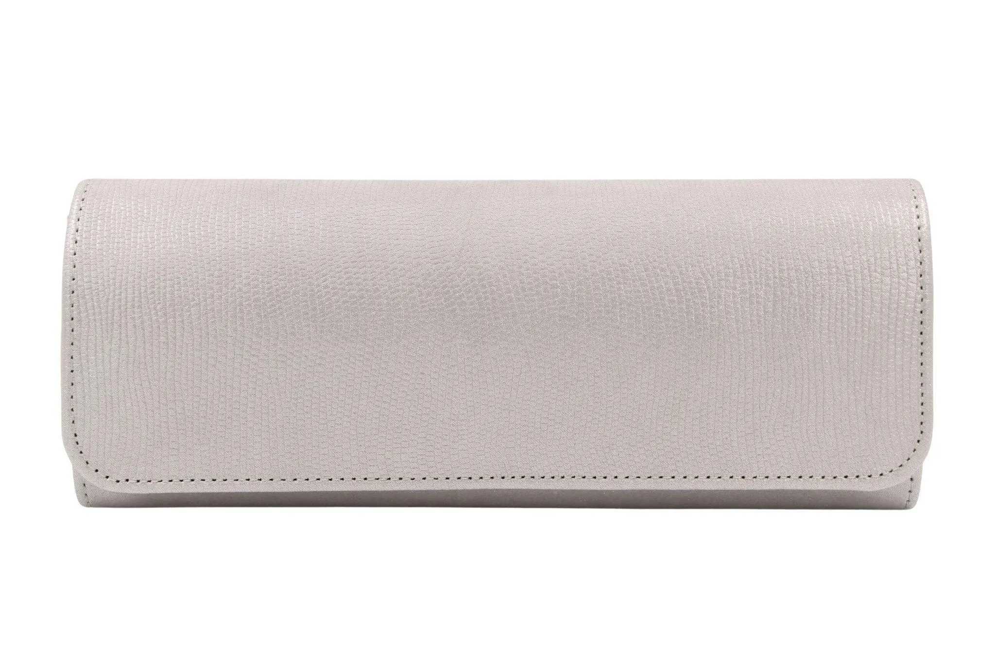 EMIS Silver Metallic leather Clutch Bag