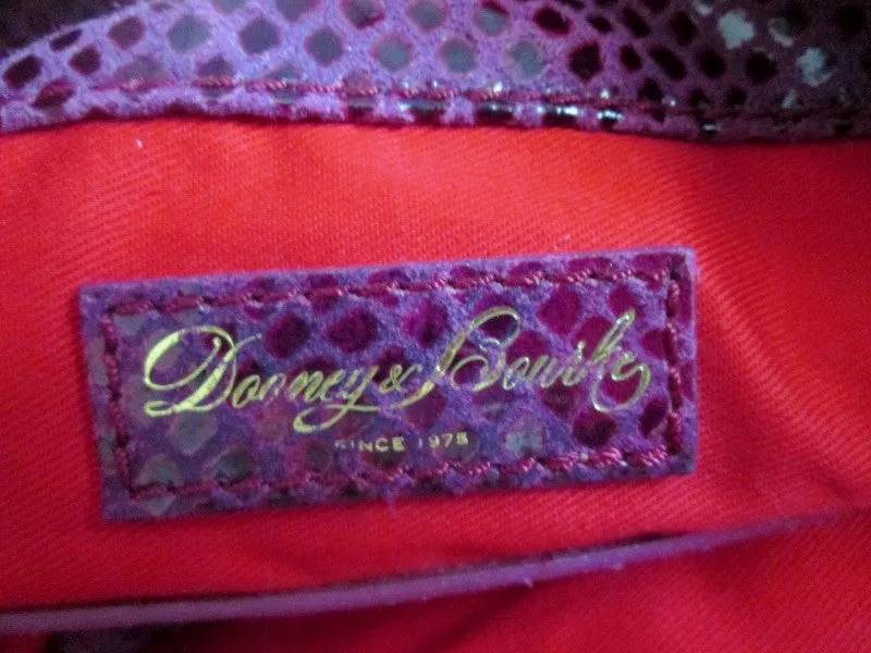 EUC DOONEY & BOURKE Pebbled PYTHON Leather Satchel Hobo Shoulder Bag PURPLE L