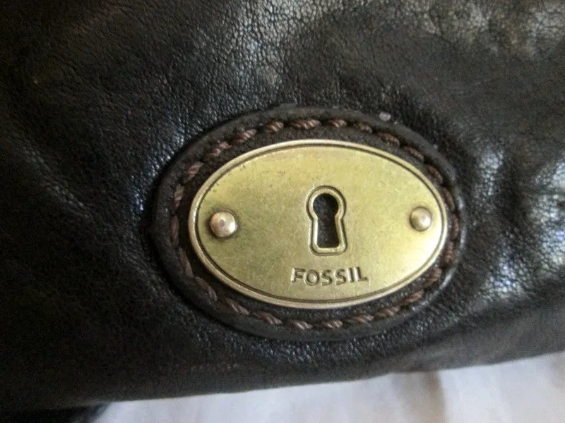 Genuine FOSSIL LONG LIVE VINTAGE leather handbag hobo Swing pack bag BLACK Key