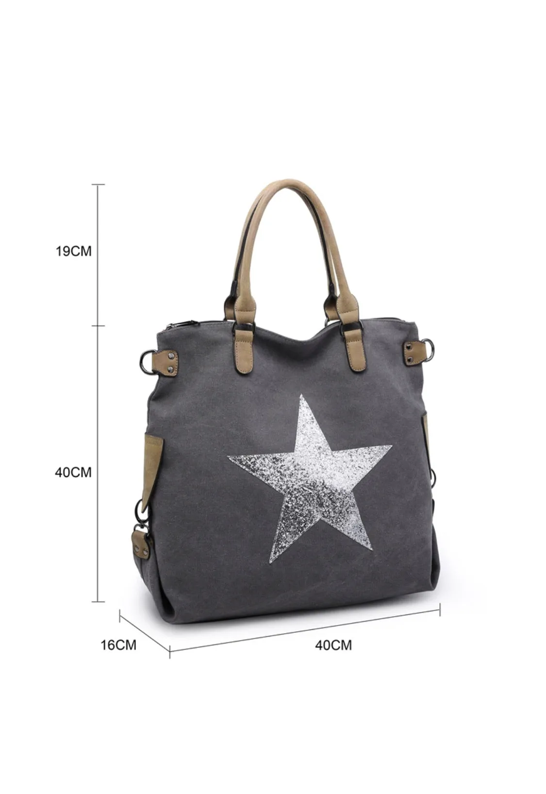 Glitter Star Shoulder Bag - Pale Grey