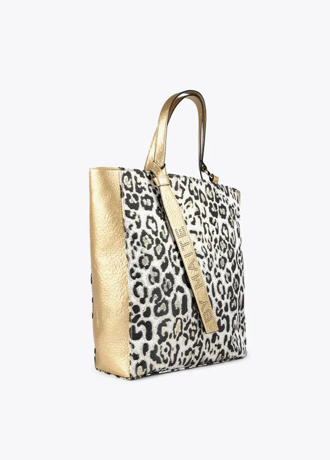 GOLDEN ANIMAL PRINT TOTE BAG