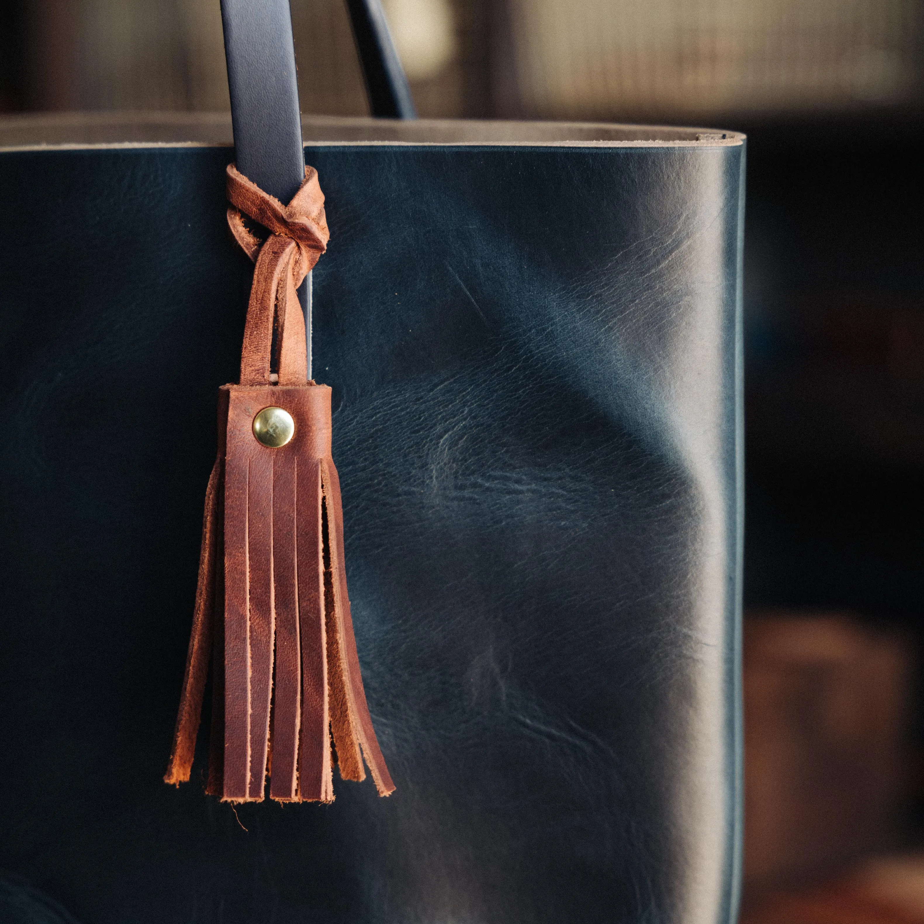 Grey Cypress Leather Tassel