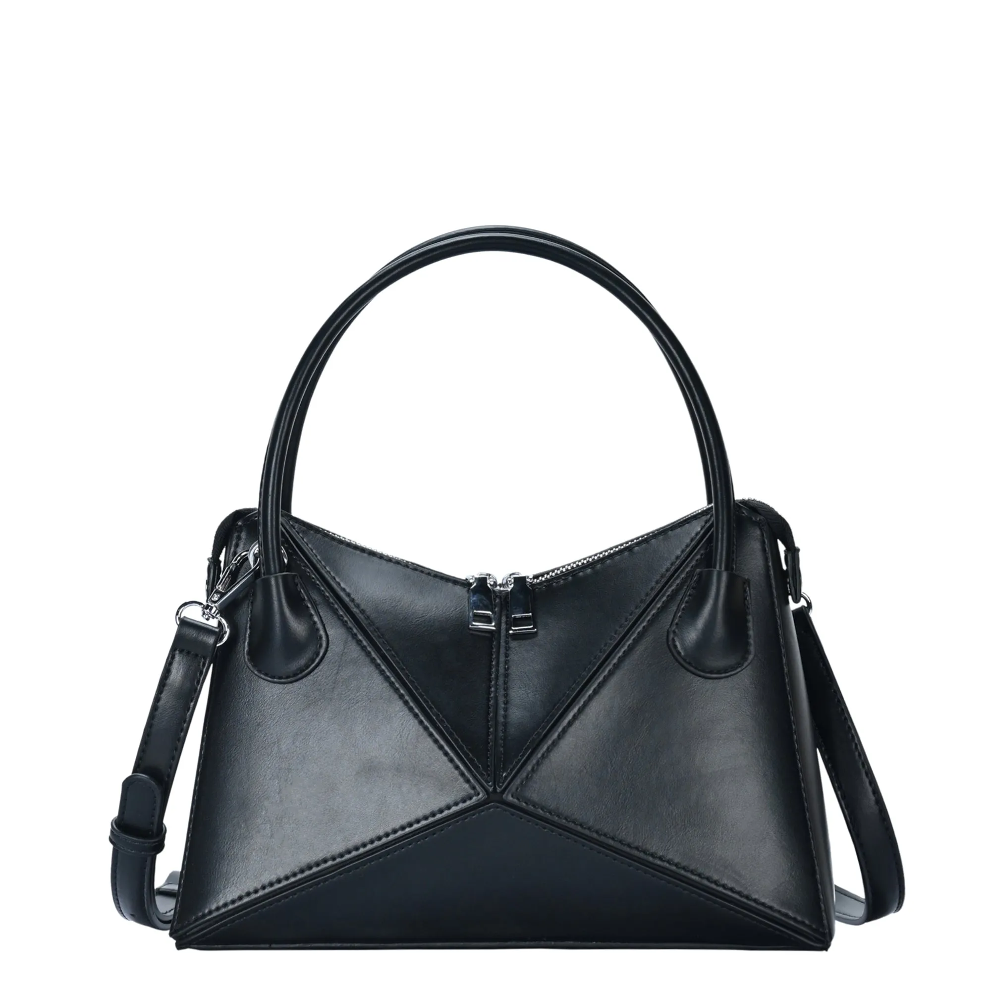 Gwen's Vegan Leather Geometric Panel Satchel