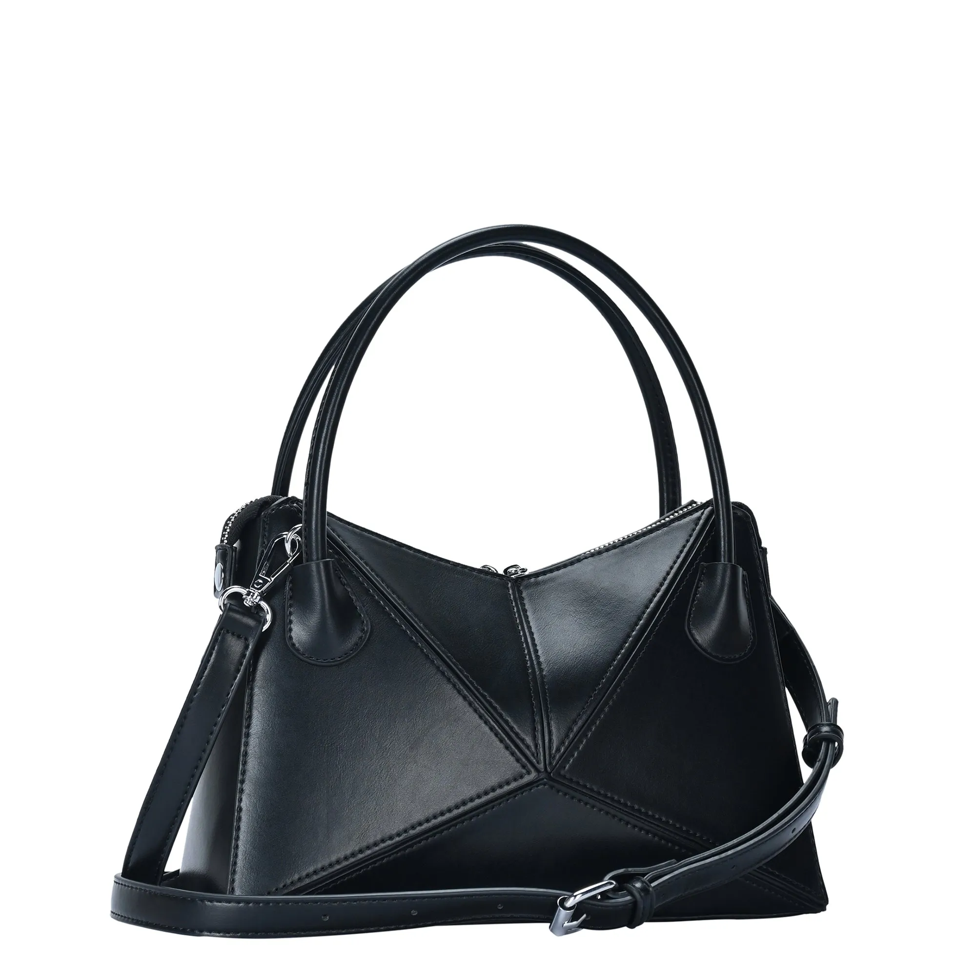 Gwen's Vegan Leather Geometric Panel Satchel