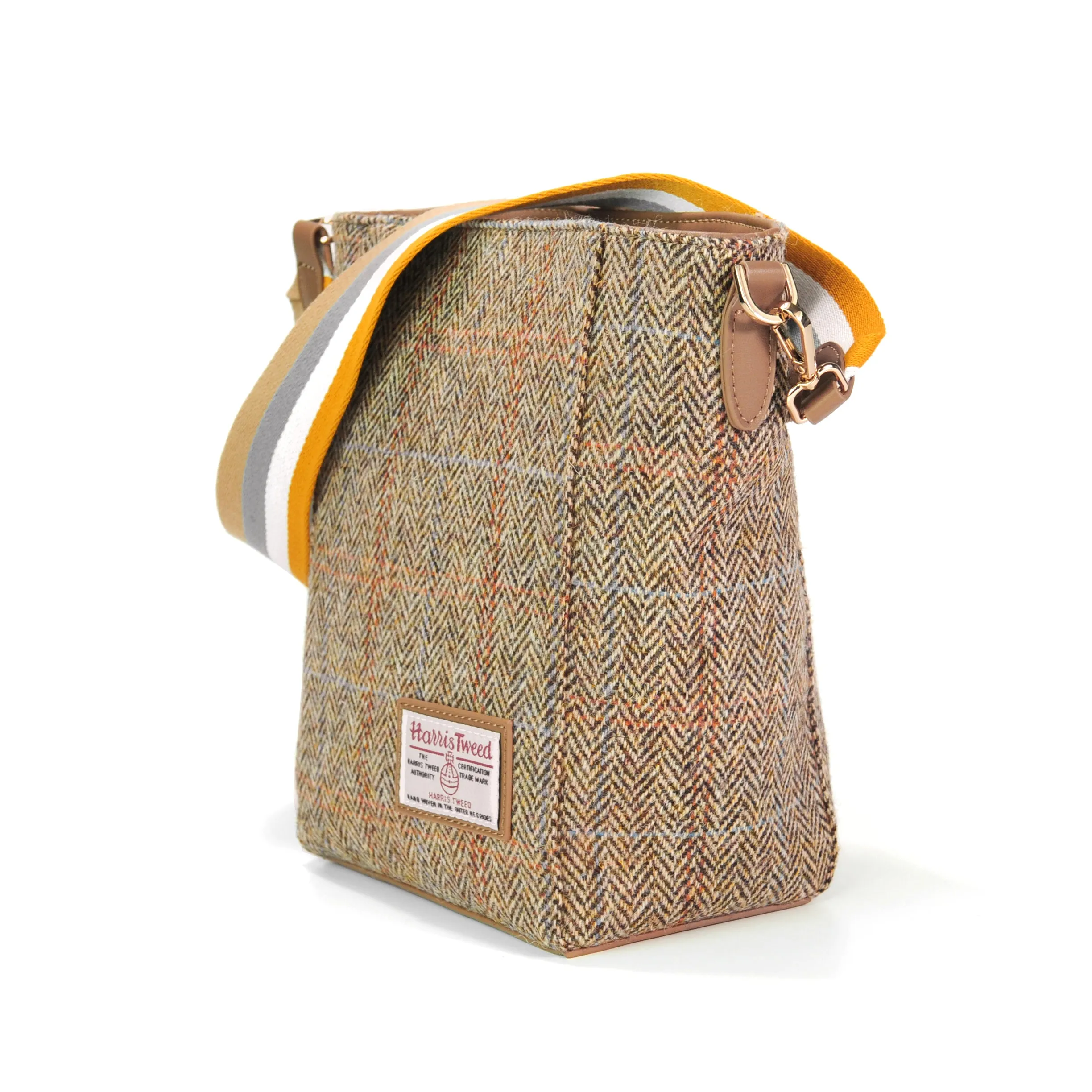 Harris Tweed wide canvas shoulder strap large capacity tote bag-i7bags