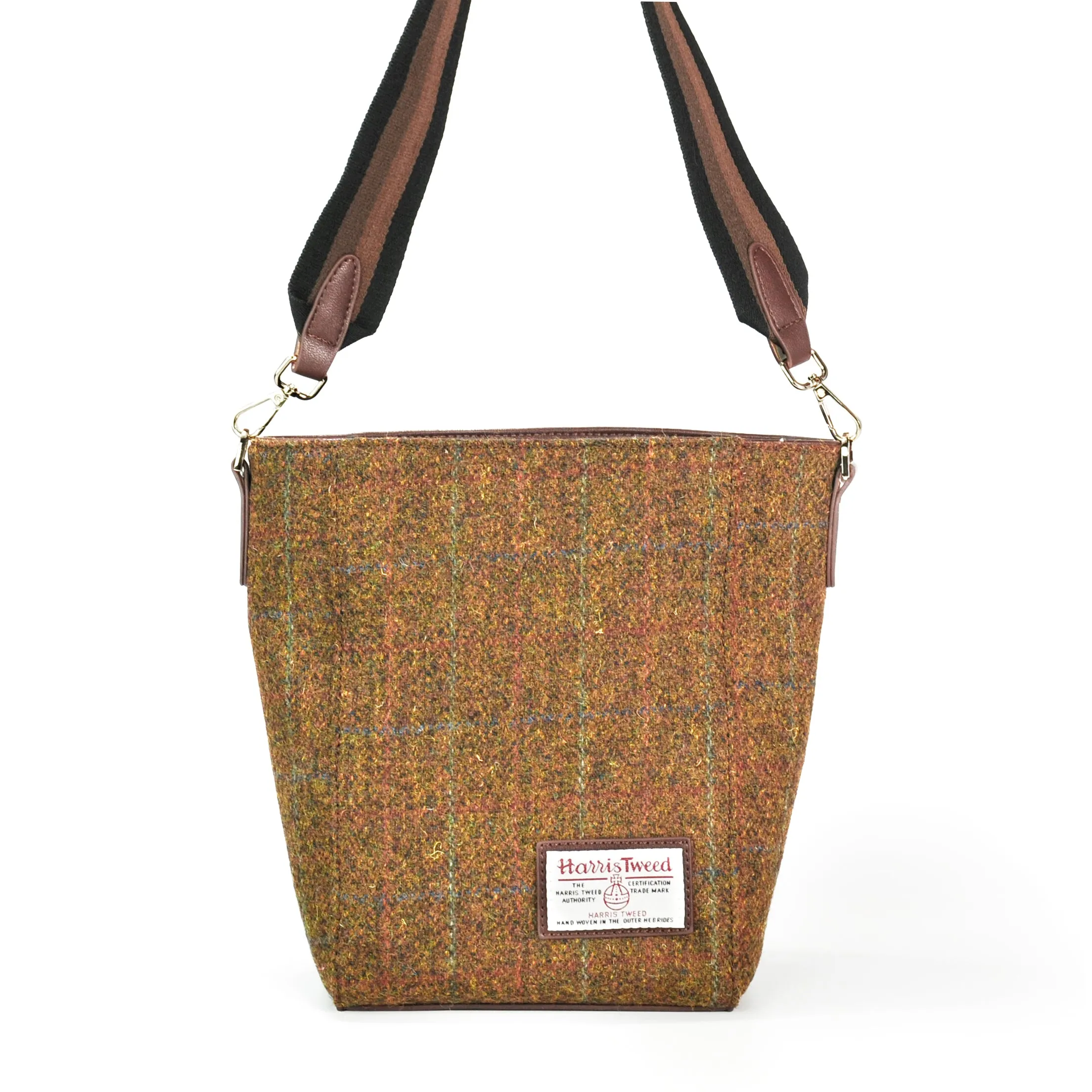 Harris Tweed wide canvas shoulder strap large capacity tote bag-i7bags