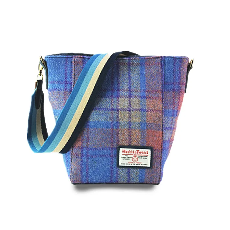 Harris Tweed wide canvas shoulder strap large capacity tote bag-i7bags