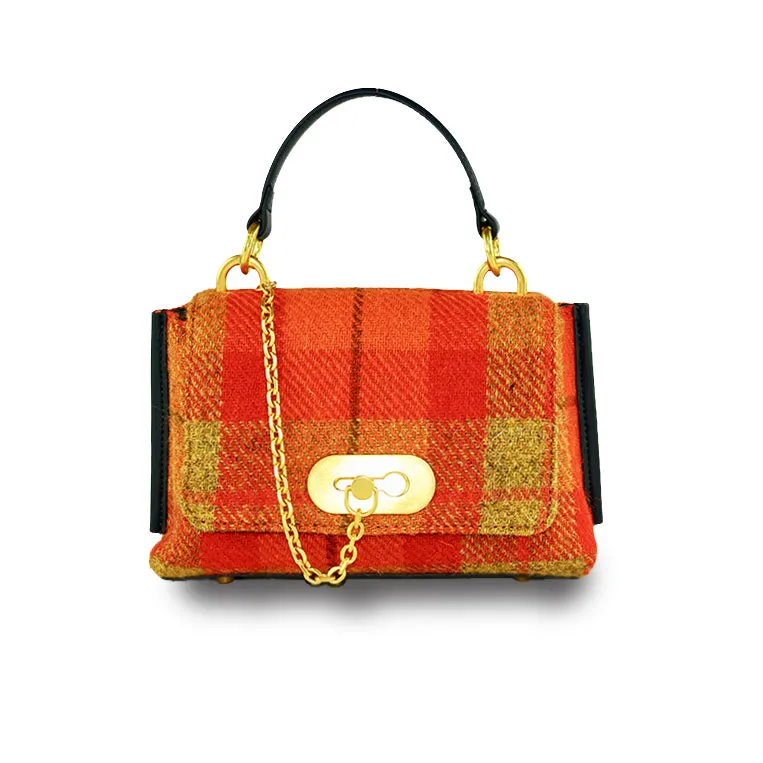 Harris Tweed Wool Metal Pendant Chain Handmade Shoulder Bag-i7bags