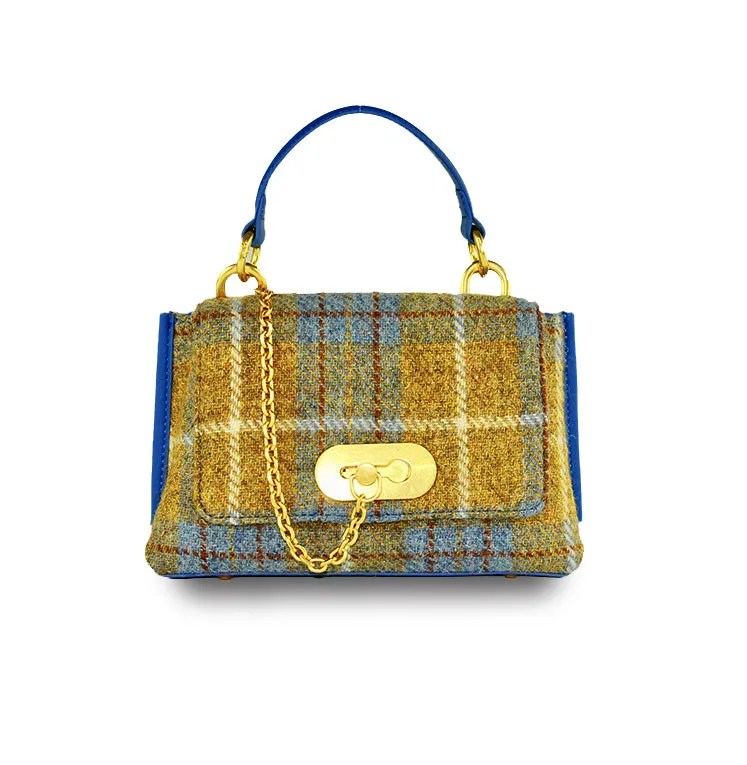 Harris Tweed Wool Metal Pendant Chain Handmade Shoulder Bag-i7bags